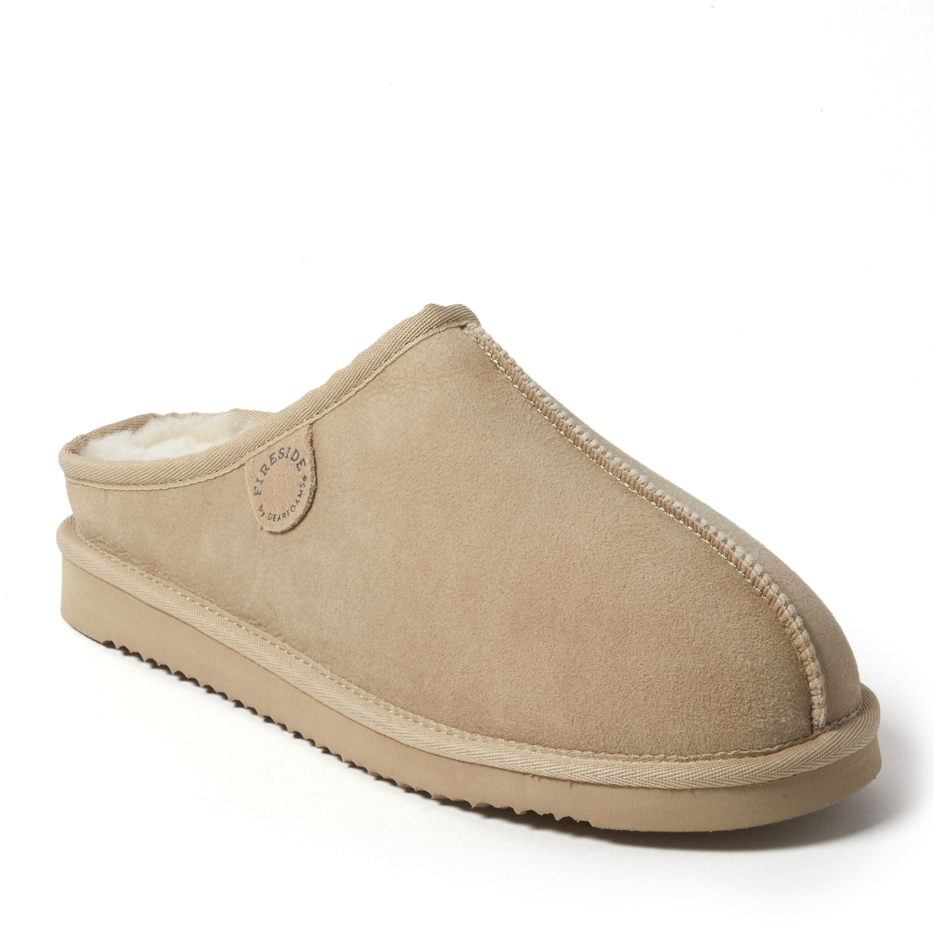 Men's Fireside by Dearfoams Grafton Genuine Shearling Clog Slipper with Woven Accent