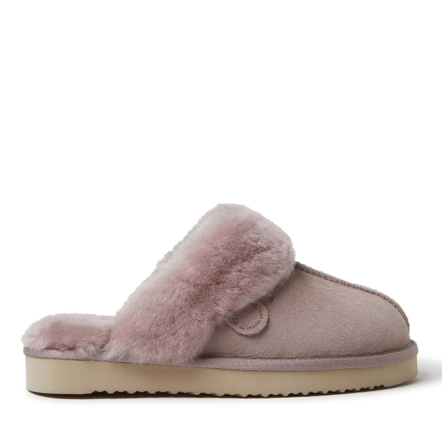 Women's dluxe by dearfoams sydney hotsell genuine shearling scuff slide slippers