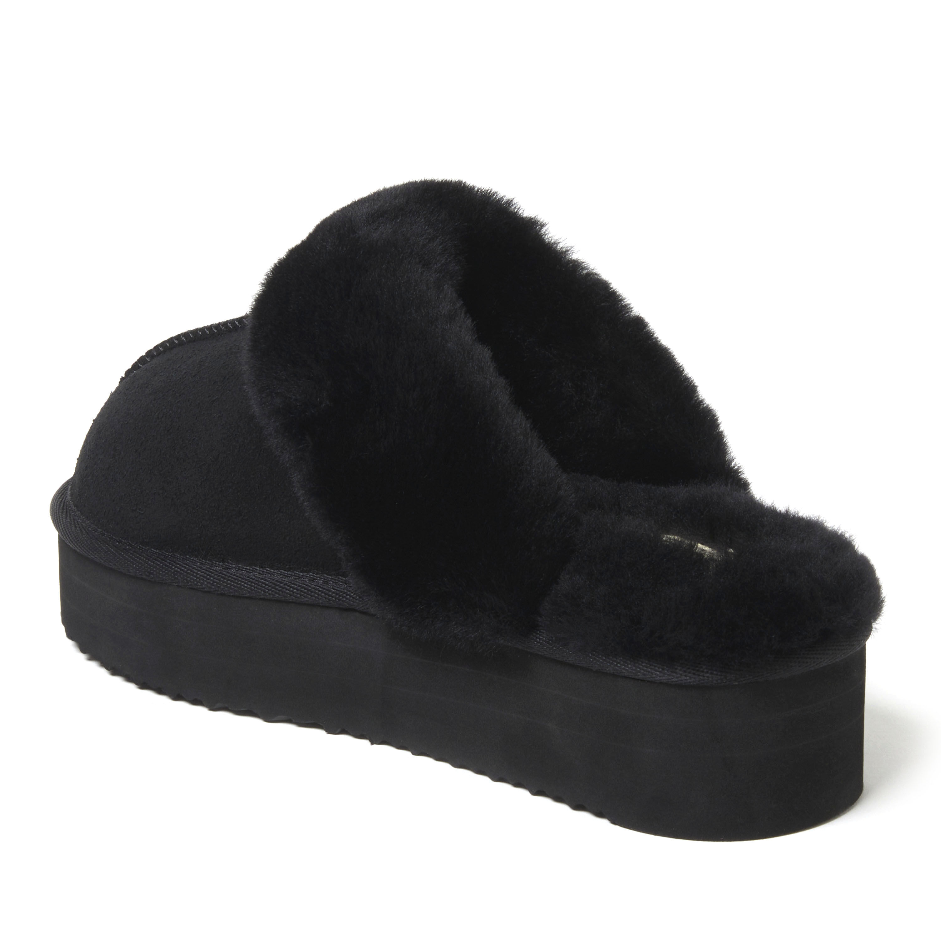 Women's Fireside by Dearfoams Melton Genuine Shearling Platform Scuff