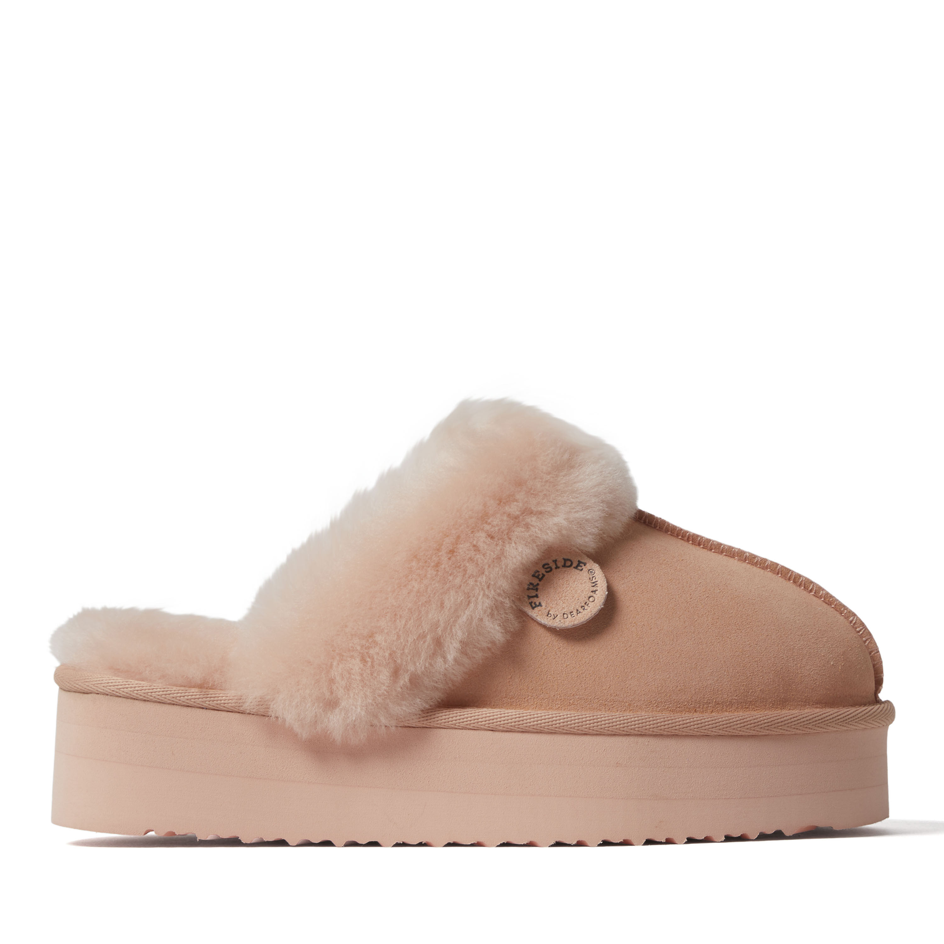 Women's Fireside by Dearfoams Melton Genuine Shearling Platform Scuff