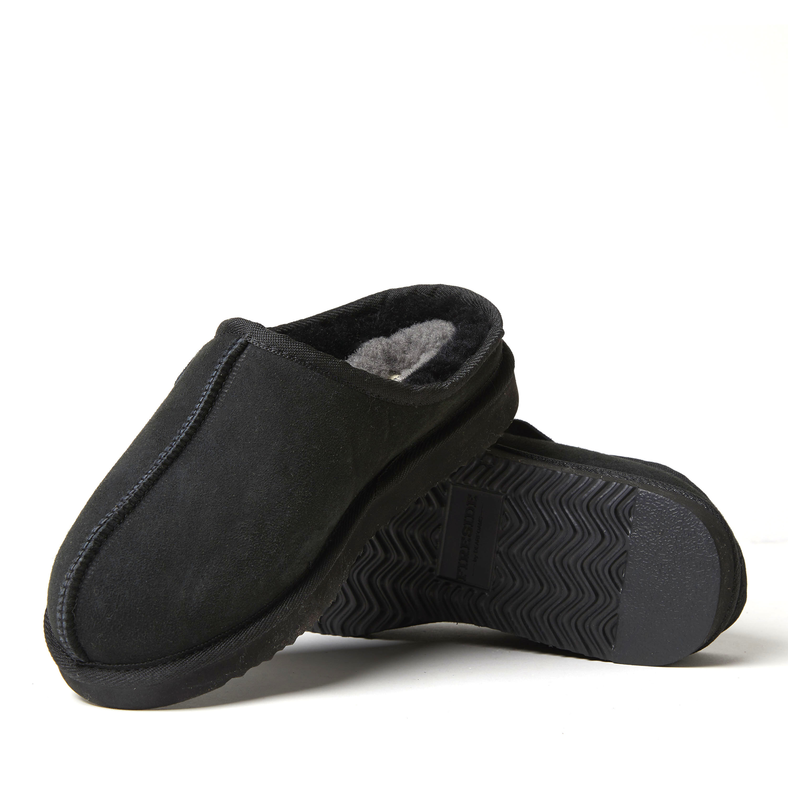 Men's Fireside by Dearfoams Grafton Genuine Shearling Clog Slipper with Woven Accent