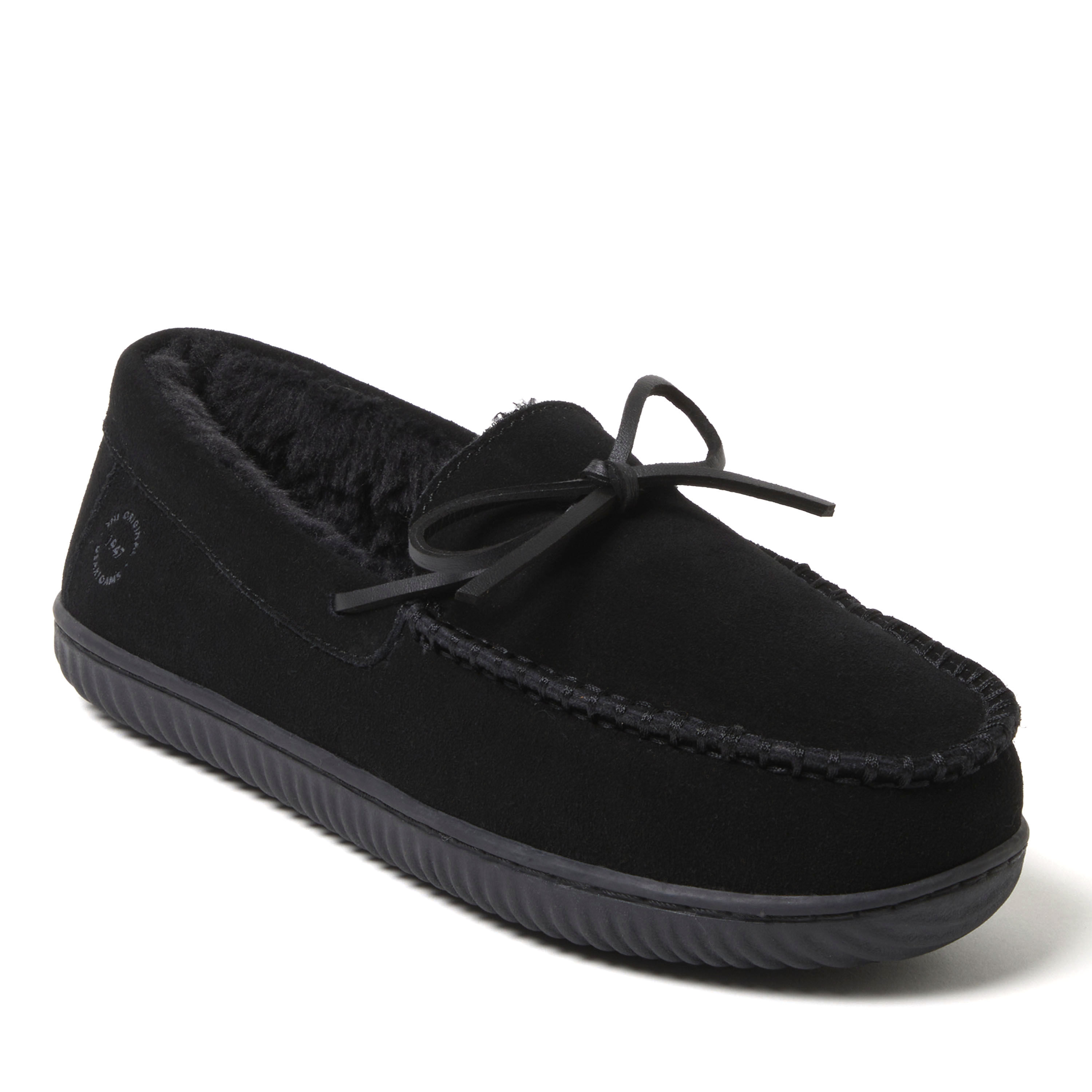 dearfoams Men's Douglas Genuine Suede Moc With Tie