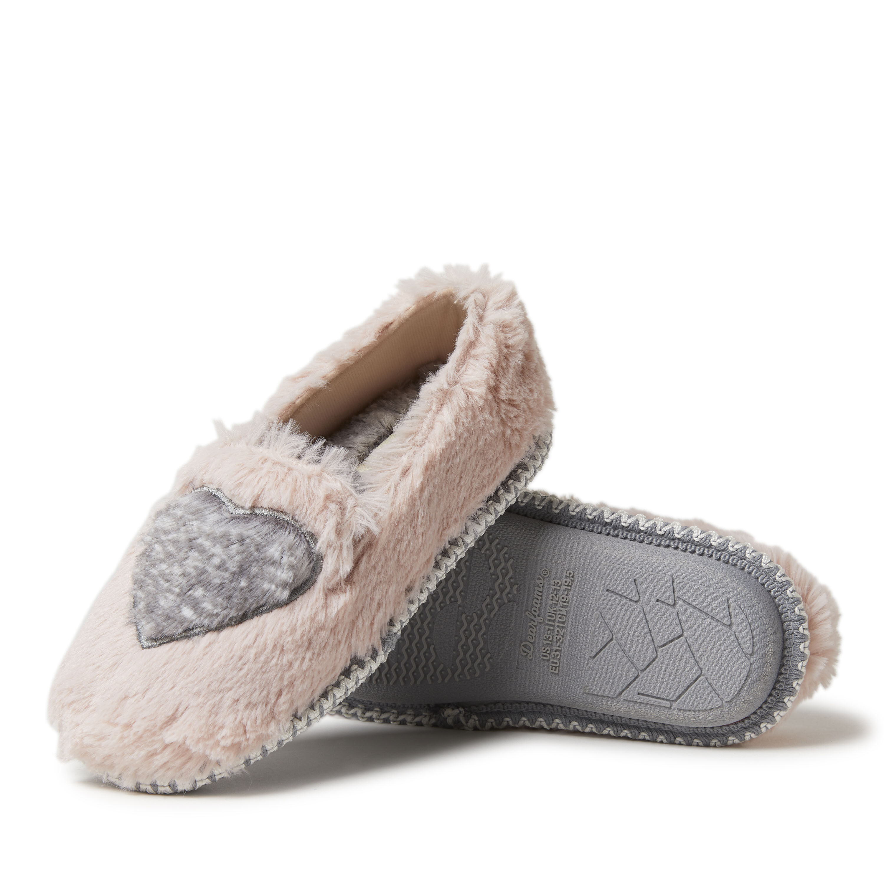 Kids Mia Furry Closed Back with Heart Detail Slipper