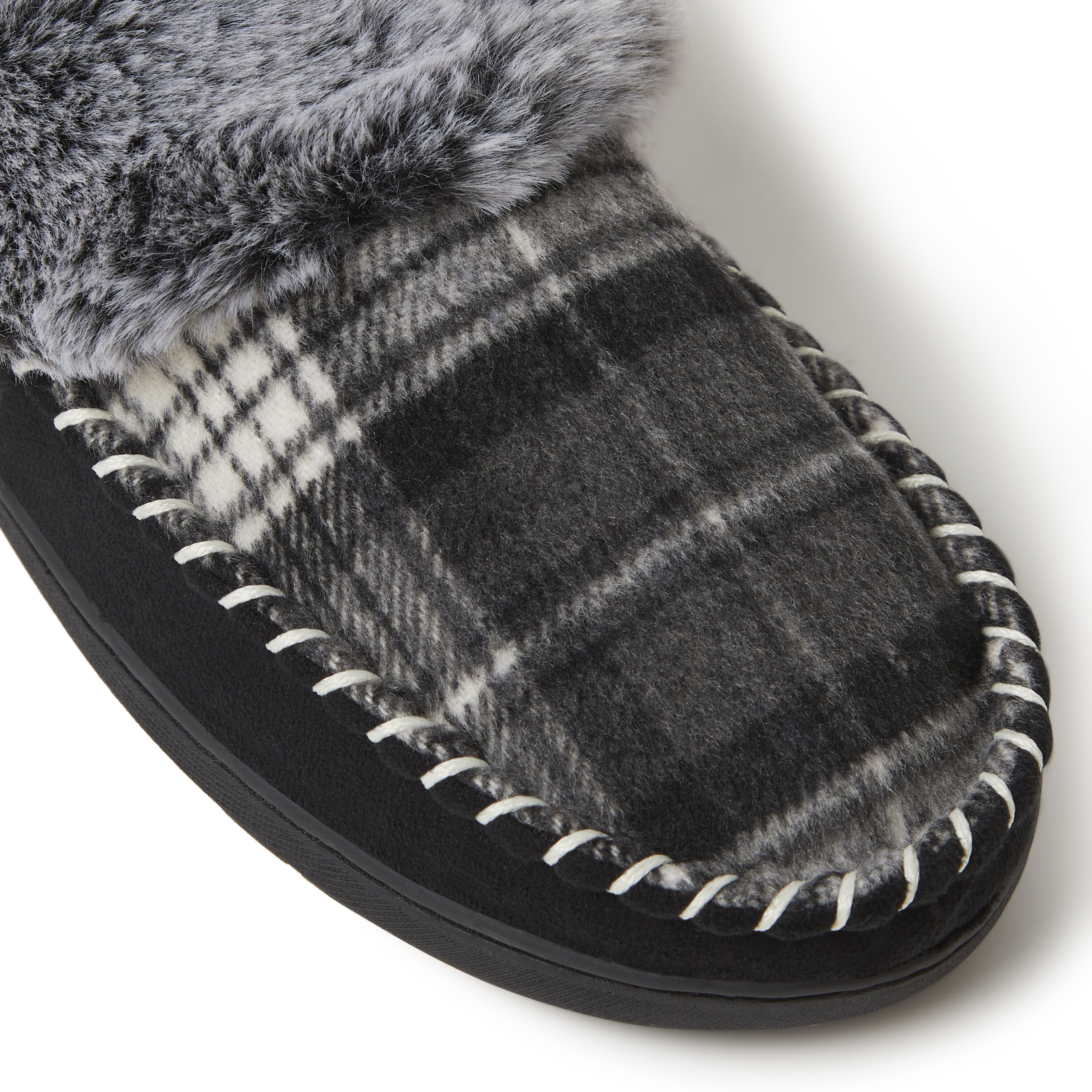 Women's elaine plaid and microsuede moc hotsell toe clog slipper