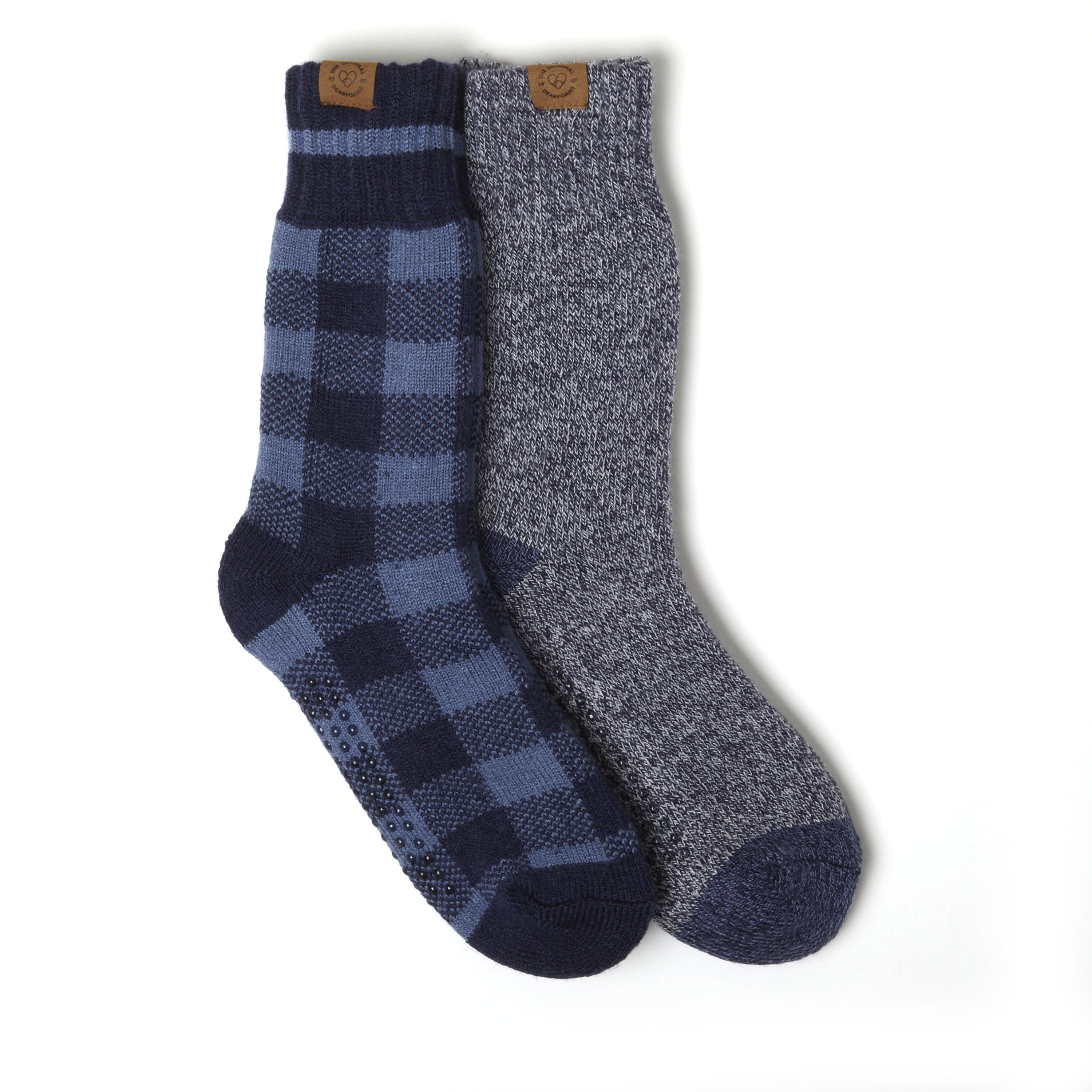 Men's Buffalo Check Crew Slipper Socks-2 pack