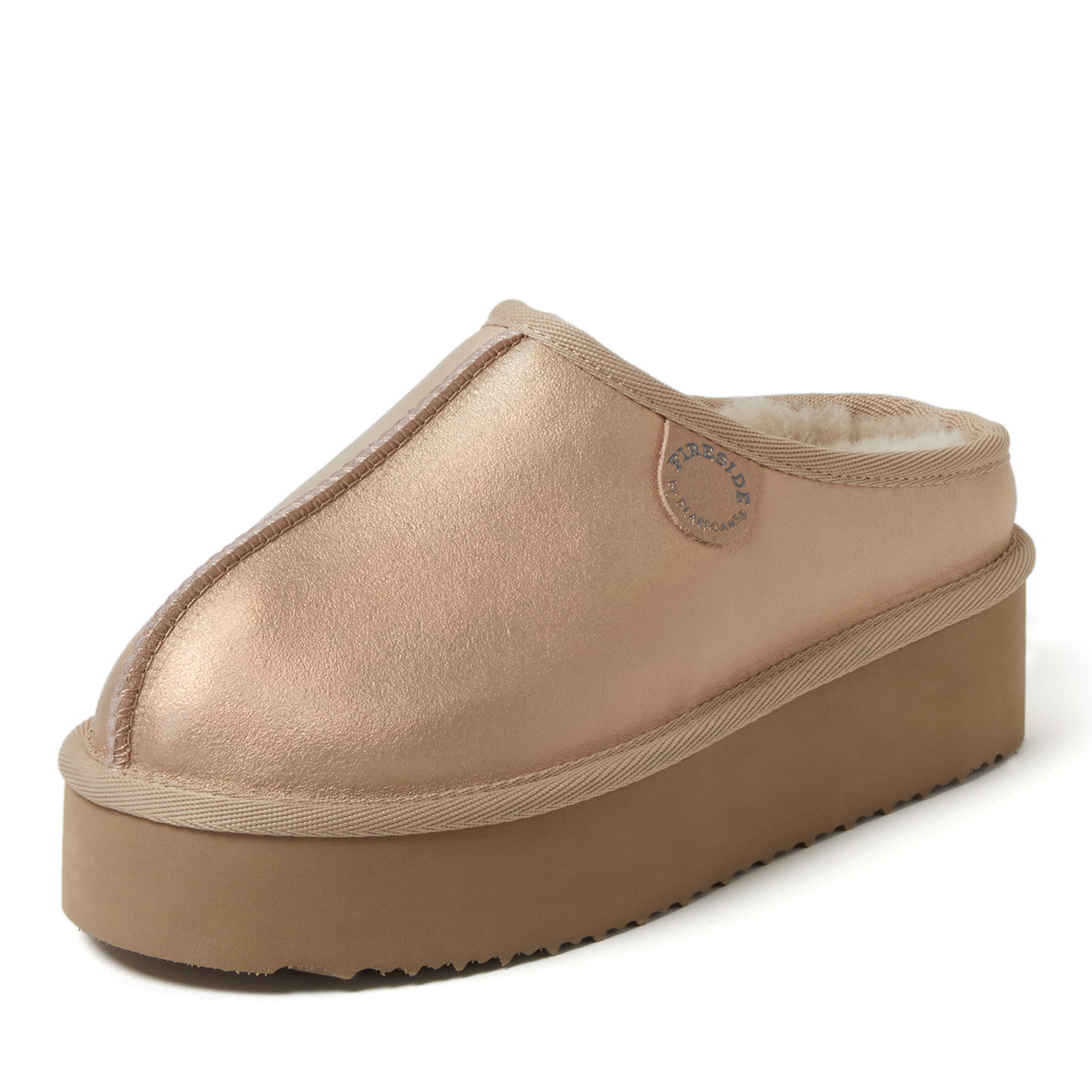 Women's Fireside by Dearfoams Queenstown Platform Genuine Shearling Clog