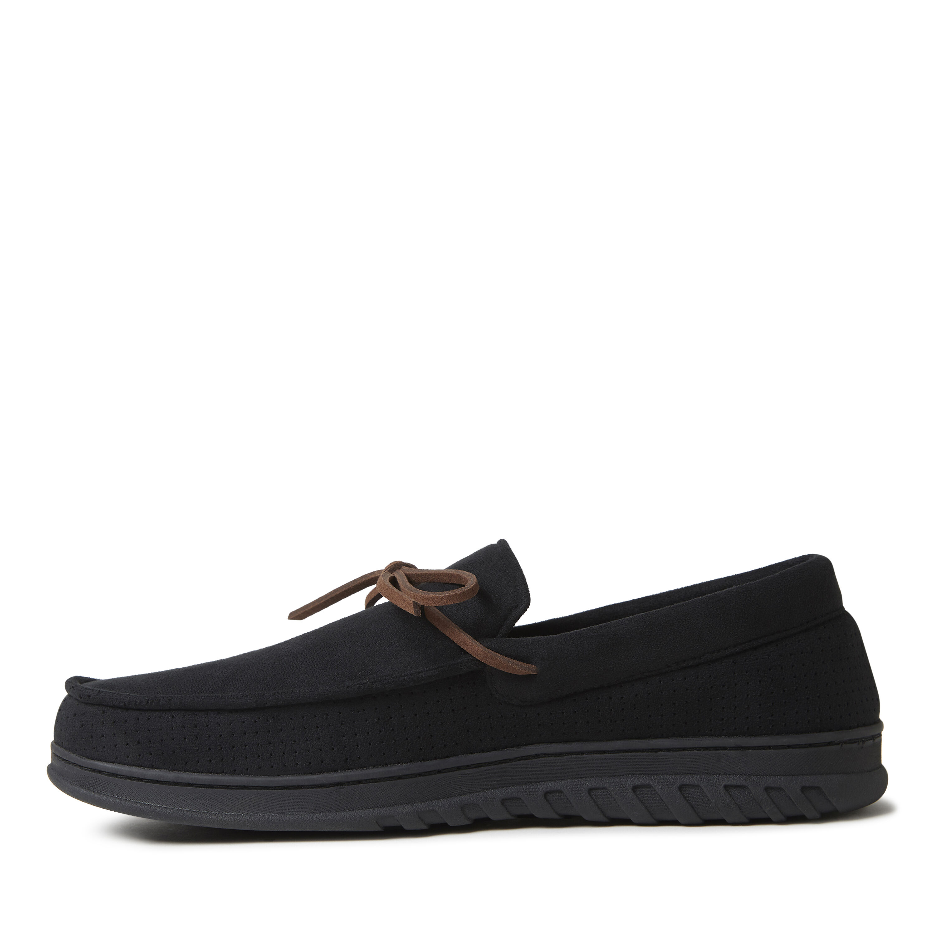 Men's Ethan Perforated Microsuede Moccasin  with Tie Slipper