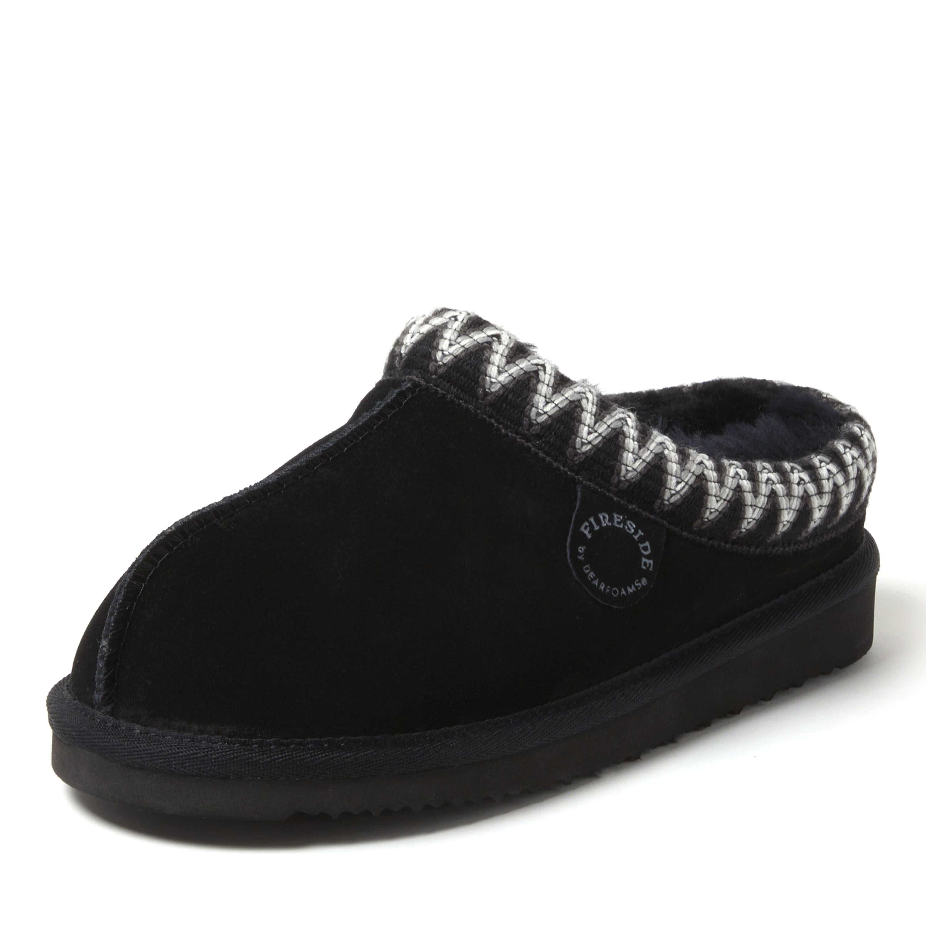 Women's Fireside by Dearfoams Greta Genuine Shearling Clog With Taping - Water Resistant