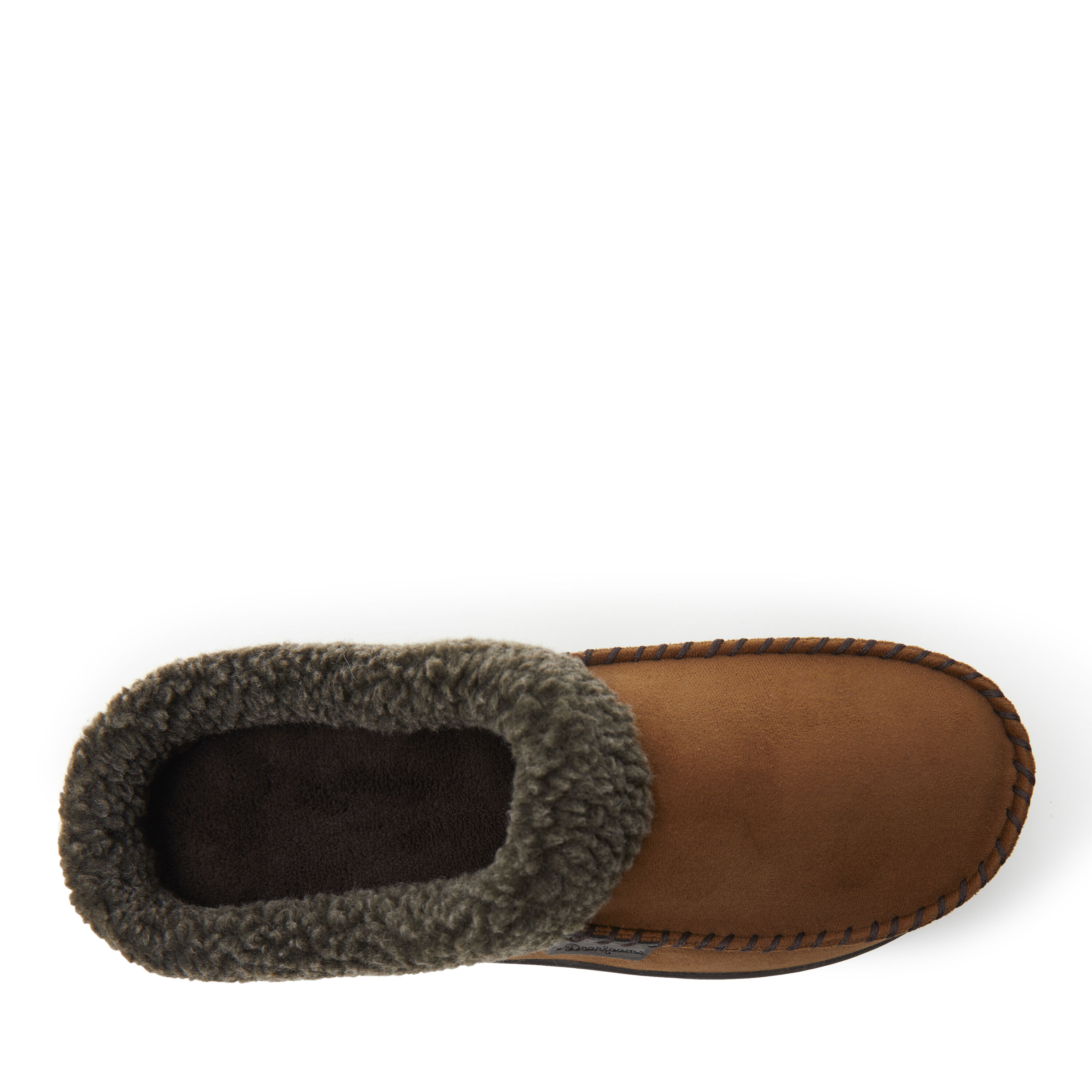 Men's dearfoams microsuede hotsell whipstitch trim clog slippers