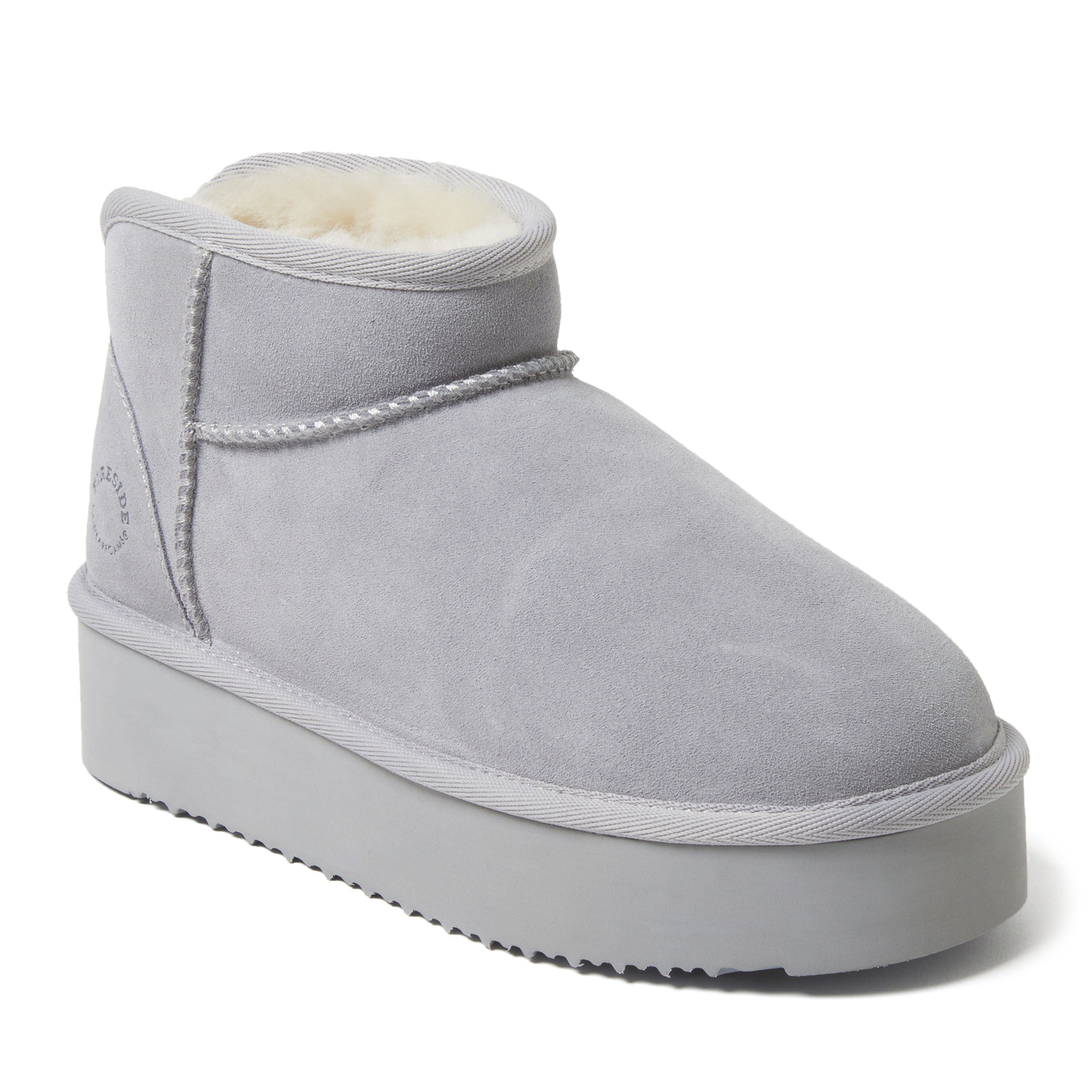Dearfoams womens velour bootie store with boa flat slippers