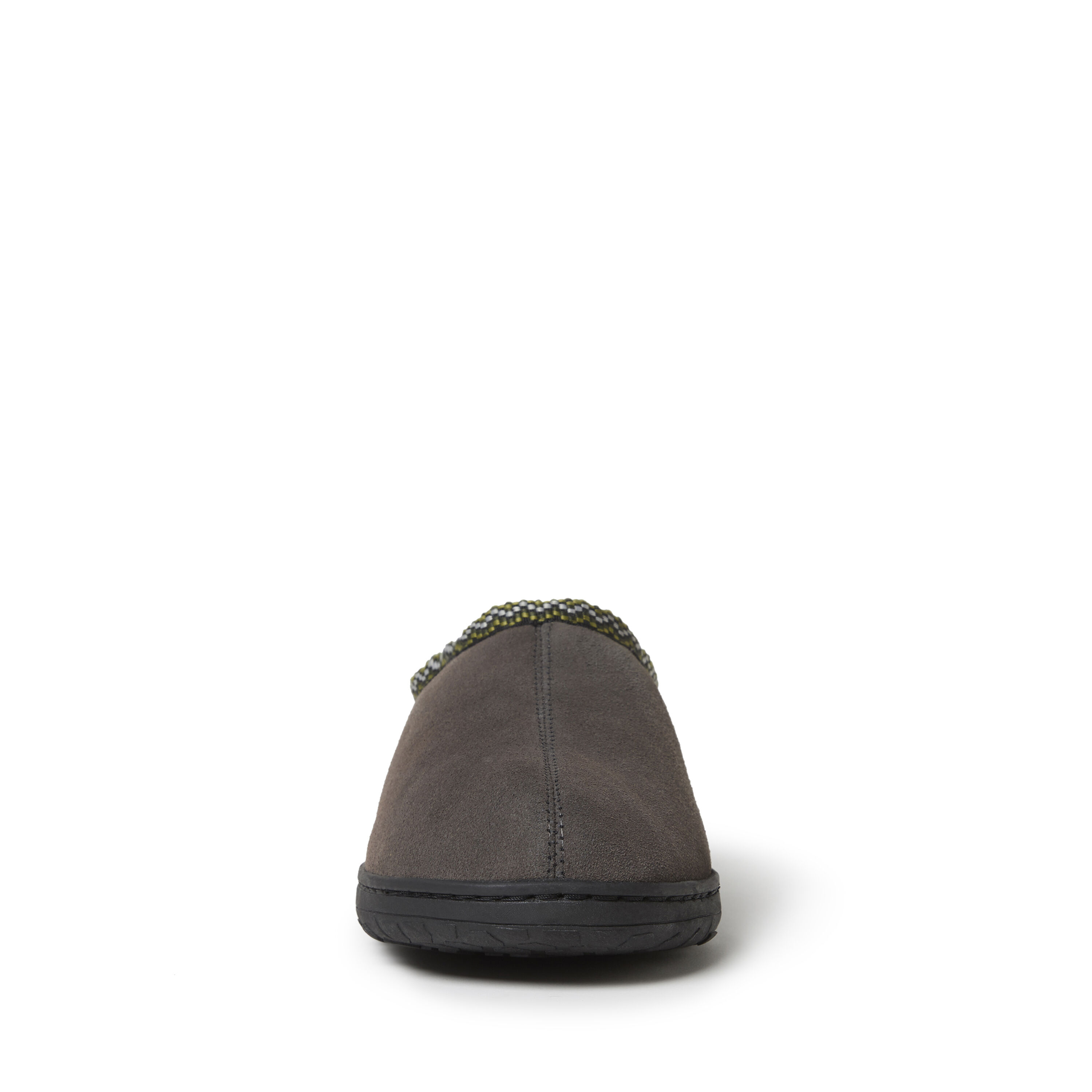 Men's Genuine Suede Clog Slipper with Woven Accent