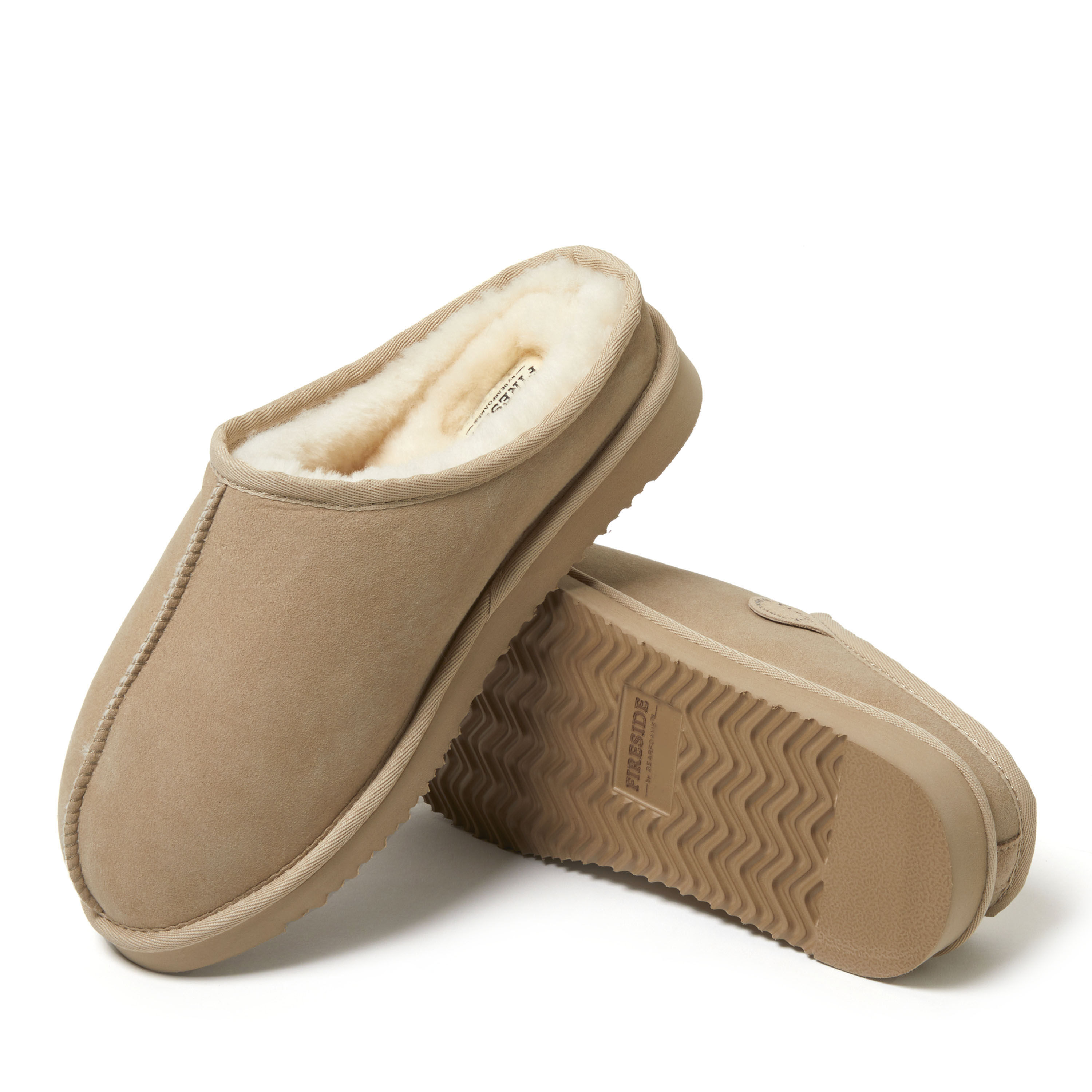Men's Fireside by Dearfoams Grafton Genuine Shearling Clog Slipper with Woven Accent