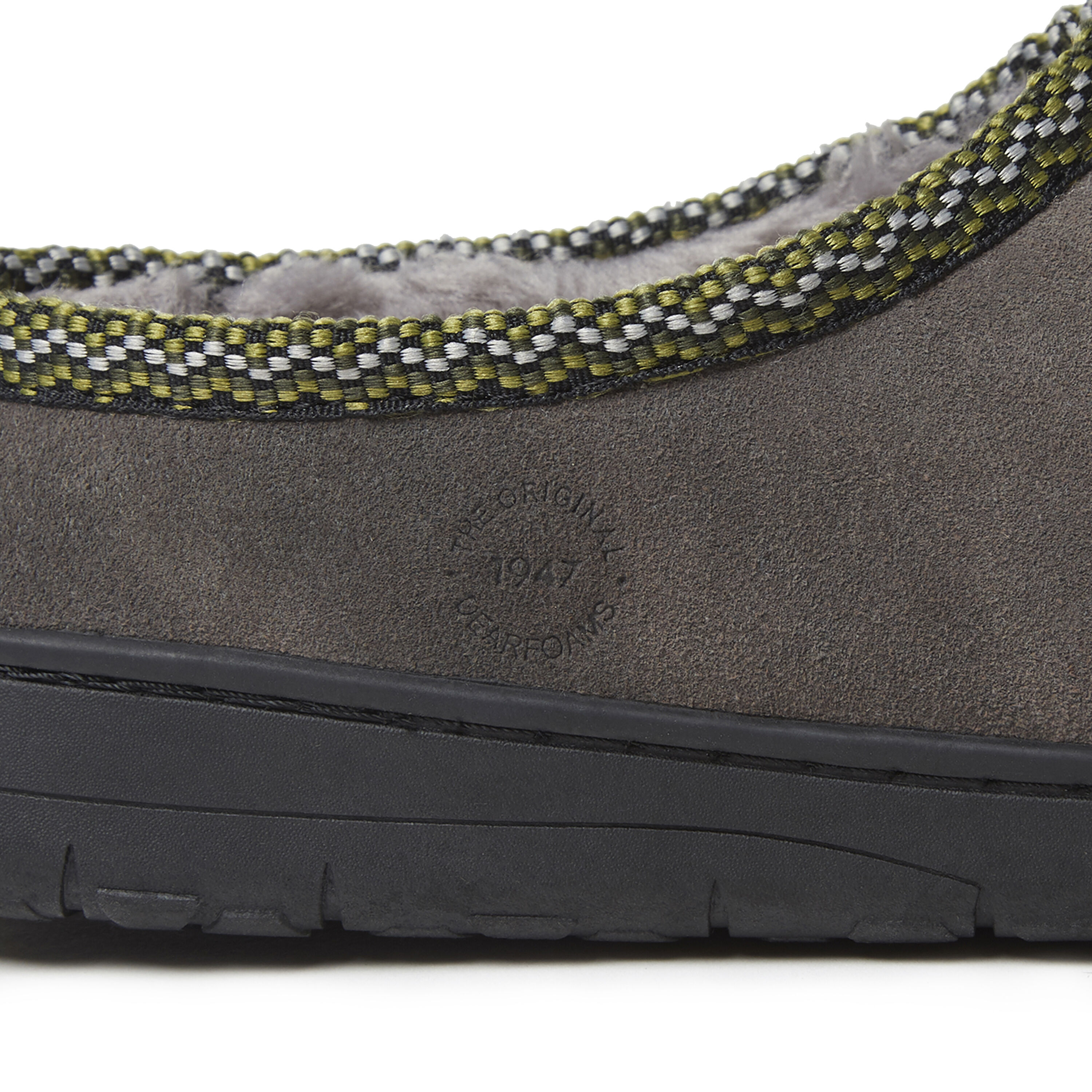 Men's Genuine Suede Clog Slipper with Woven Accent