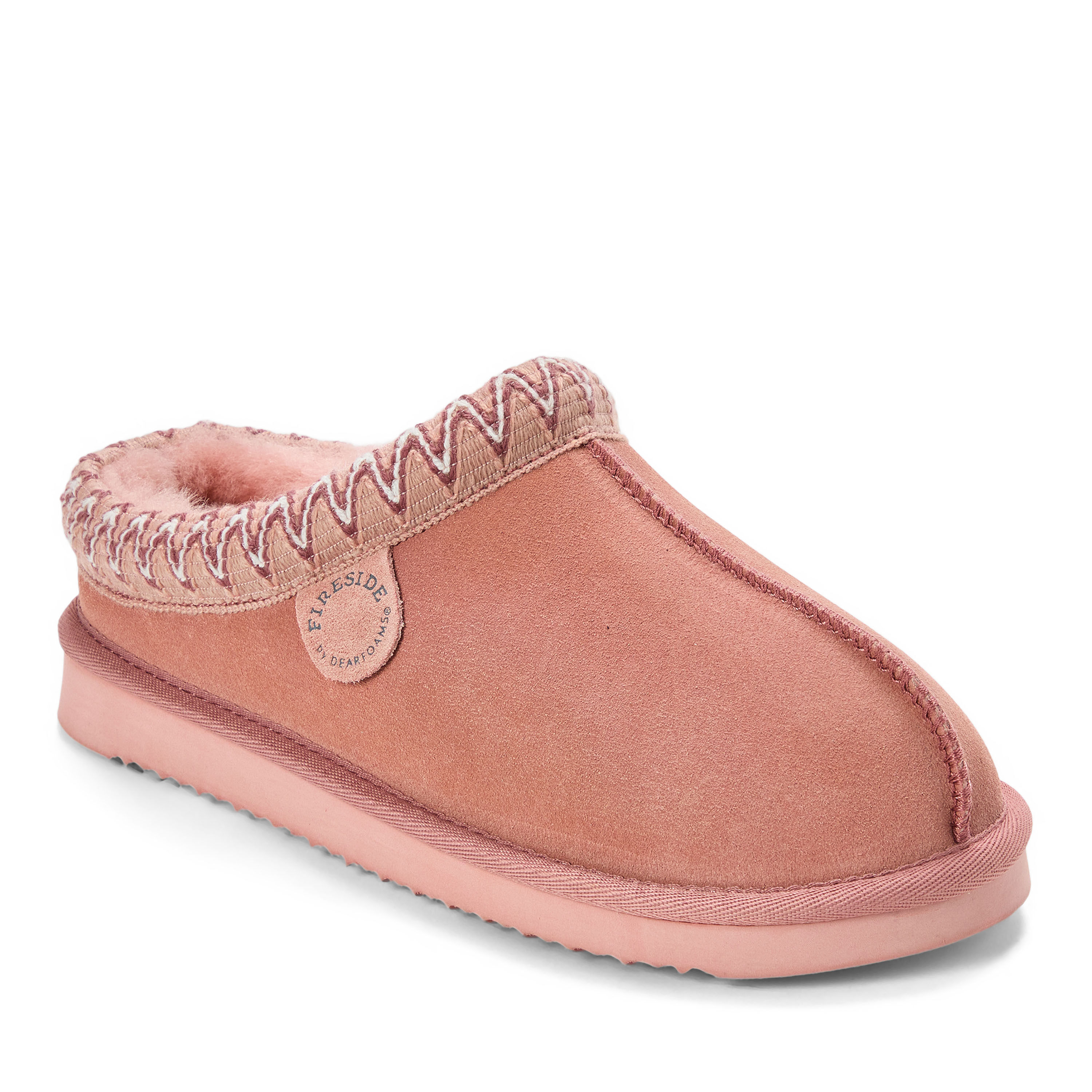 Women's Fireside by Dearfoams Greta Genuine Shearling Clog With Taping - Water Resistant