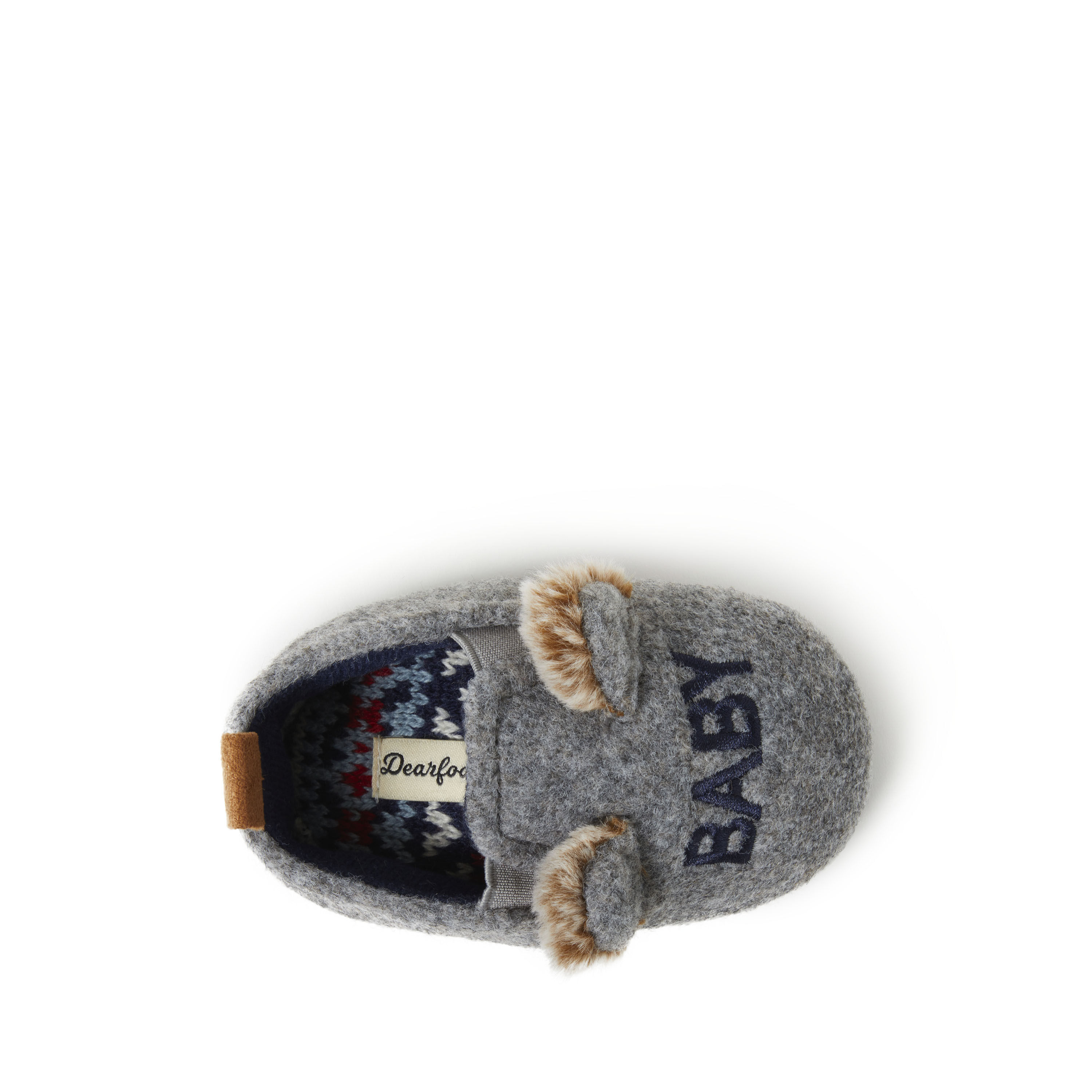 Grey Felted Baby Bear Closed Back Slippers
