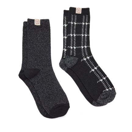 Ladies Grid Cozy Crew Sock 2 Pack