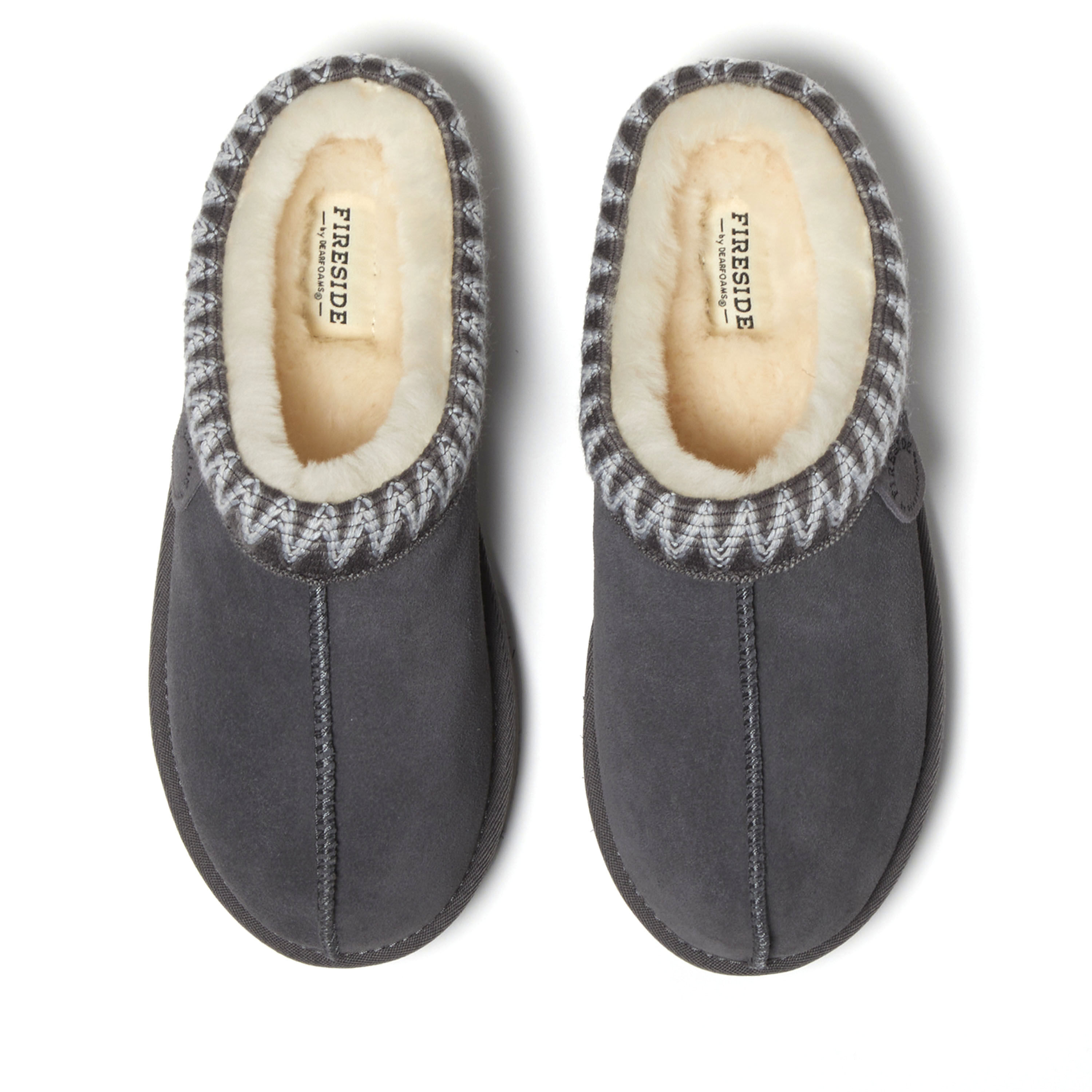 Women's Fireside by Dearfoams Greta Genuine Shearling Clog With Taping