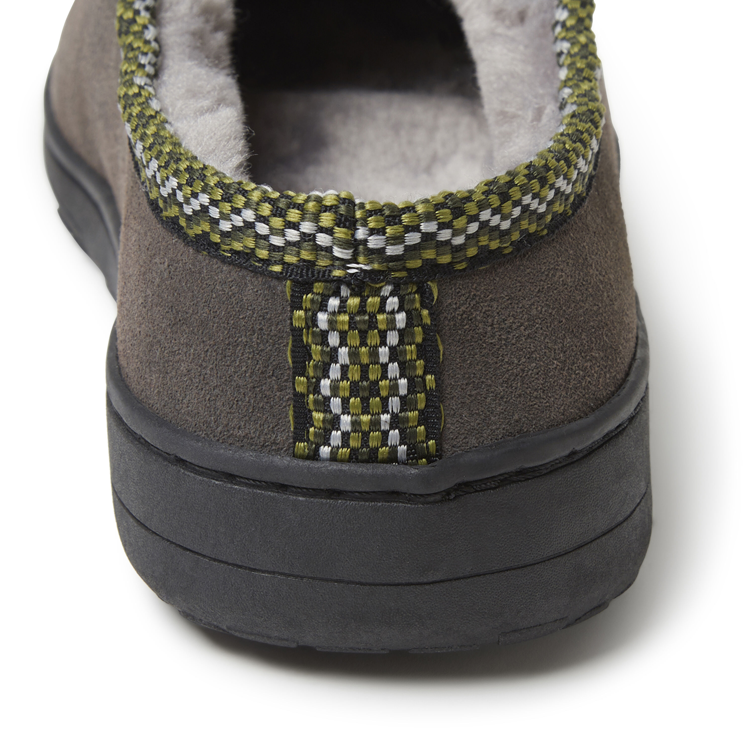 Men's Genuine Suede Clog Slipper with Woven Accent