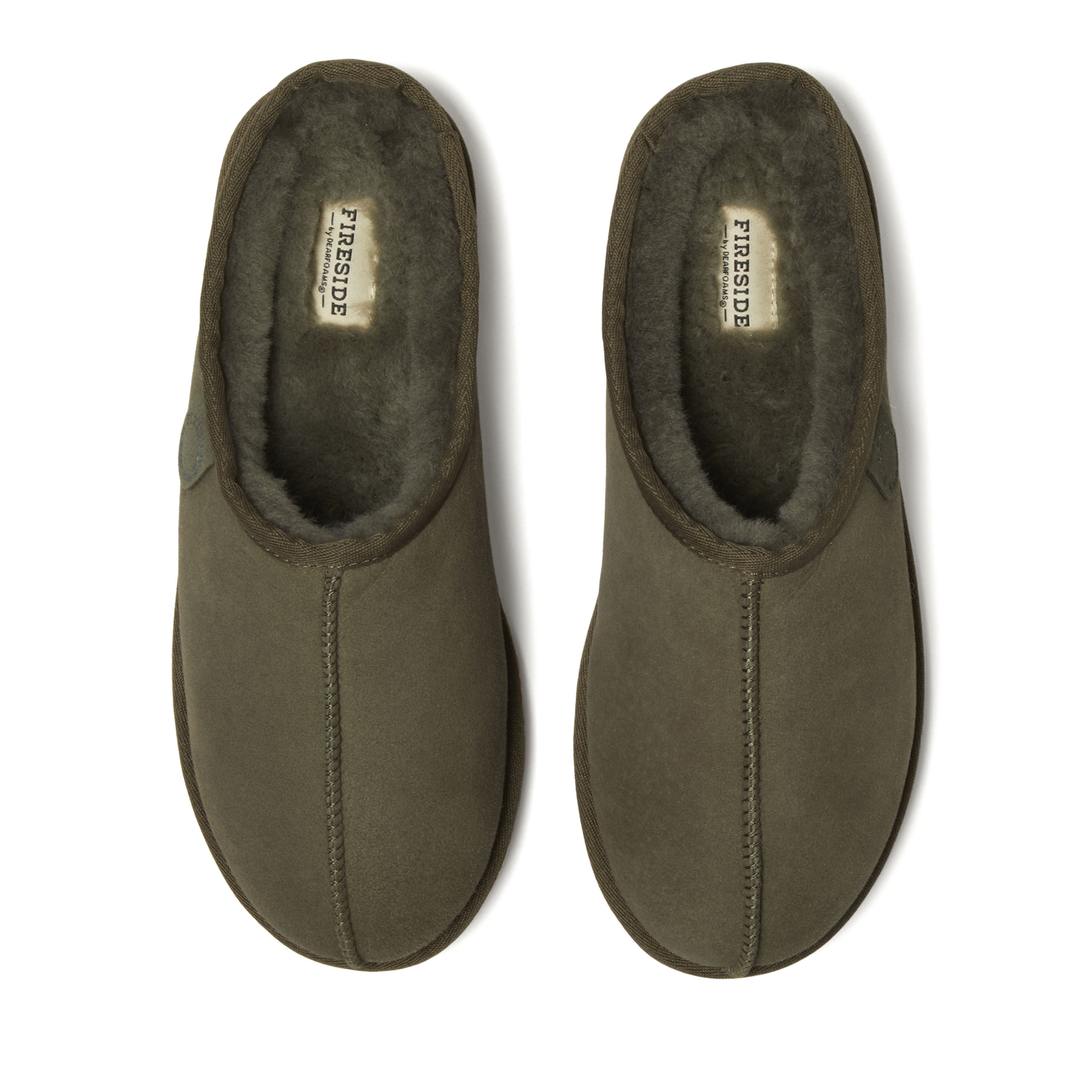 Men's Fireside by Dearfoams Grafton Genuine Shearling Clog Slipper with Woven Accent