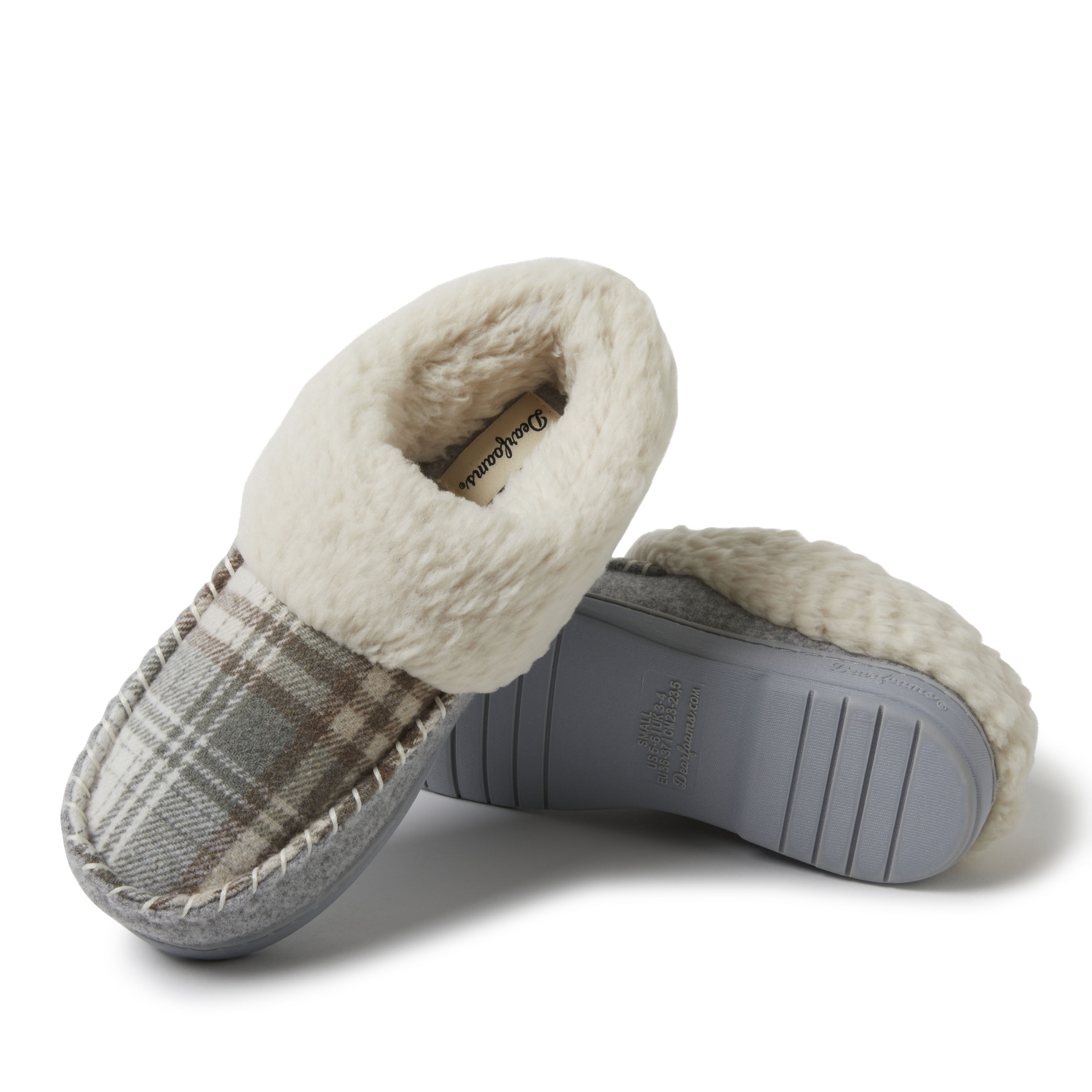 Women's elaine plaid and microsuede moc toe clog outlet slipper