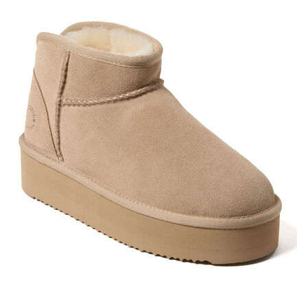 Women's Fireside by Dearfoams Kingston Genuine Shearling Platform Bootie