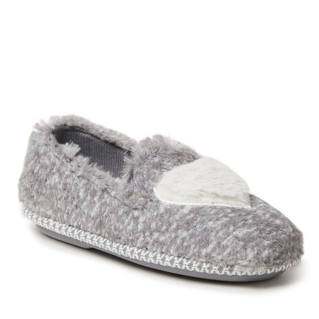 Kids Mia Furry Closed Back with Heart Detail Slipper