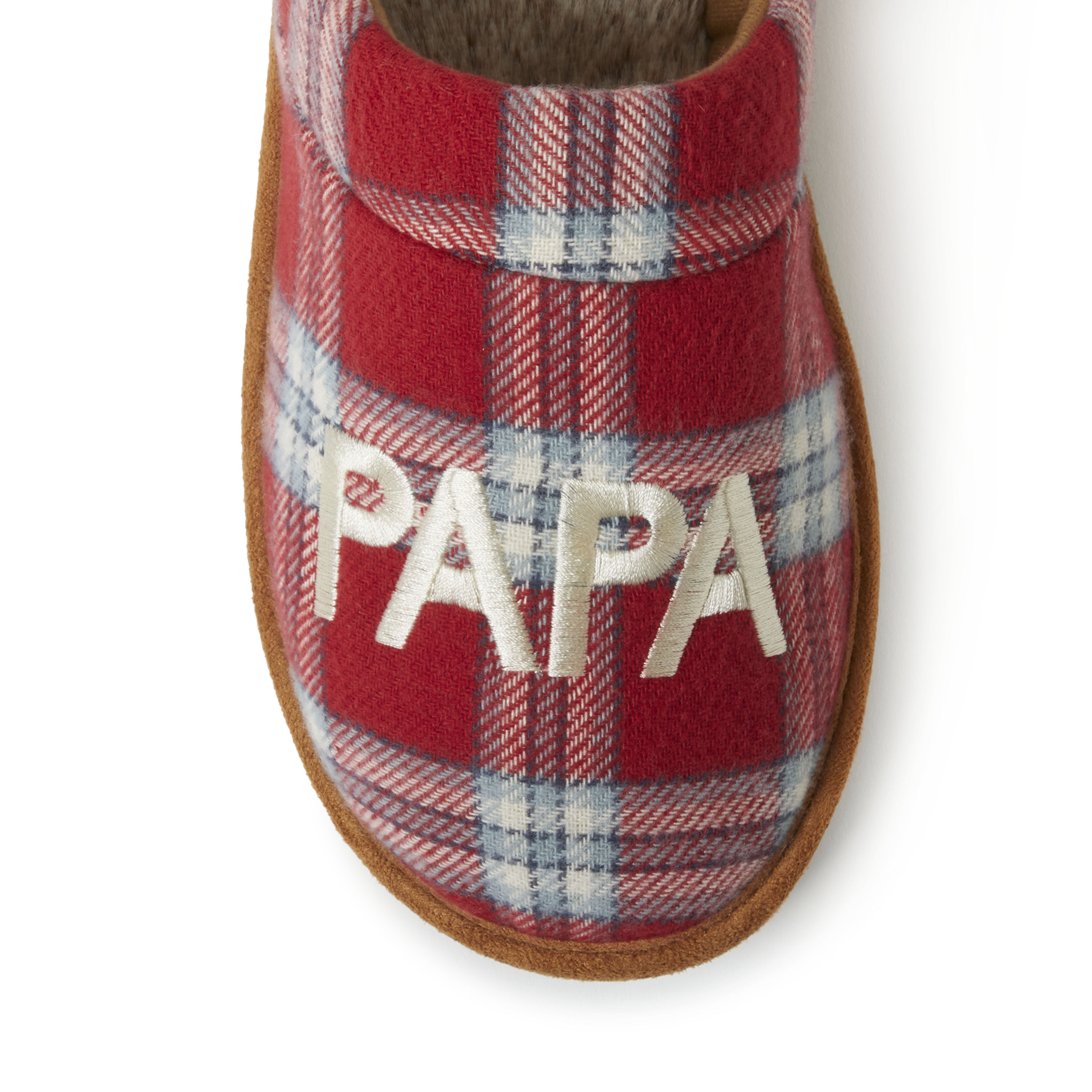Men s Papa Bear Red Plaid Scuff Slippers
