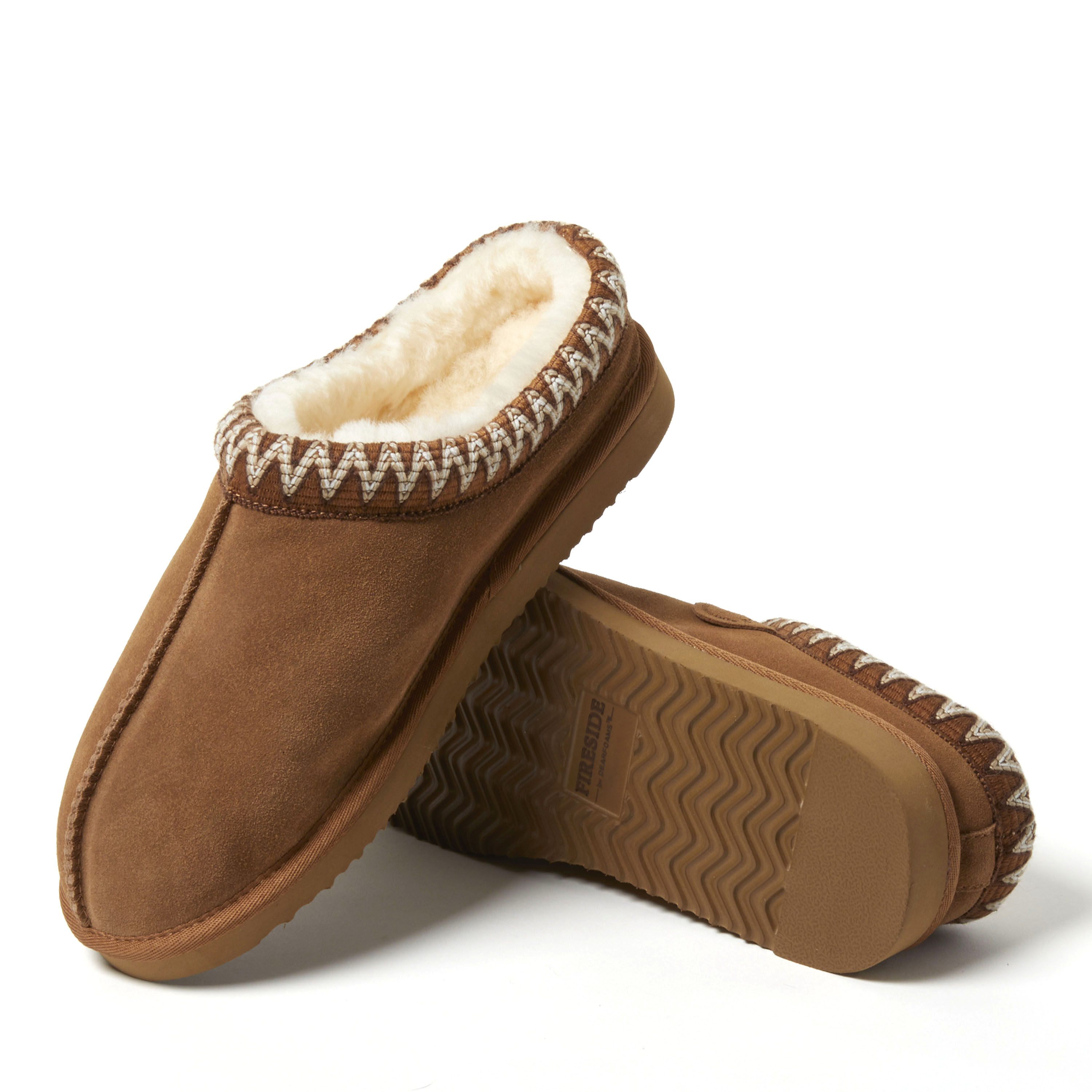 Men's Fireside by Dearfoams Grafton Genuine Shearling Clog With Taping - Water Resistant