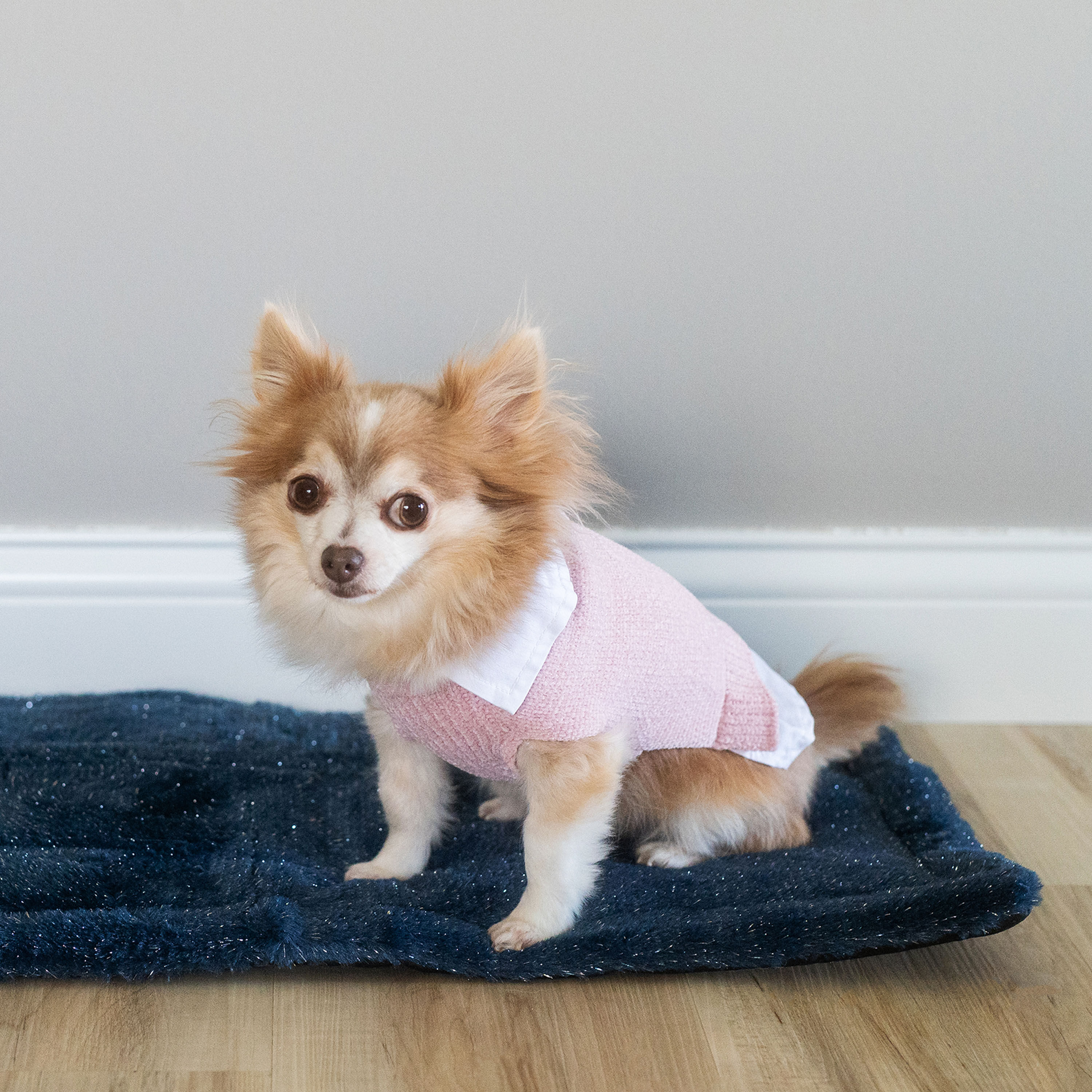Pink Chenille and Chambray Dog Jacket