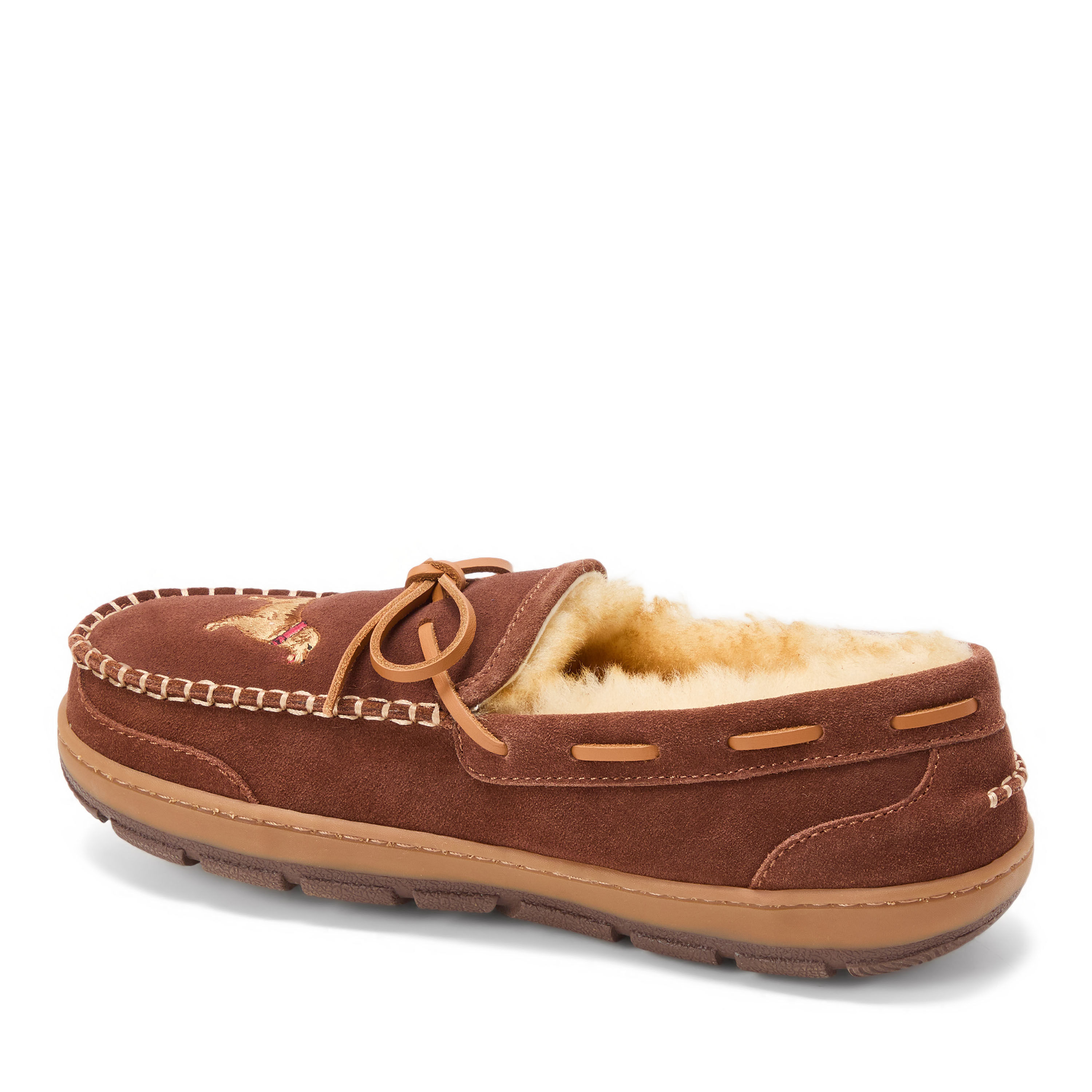 Men's Fireside by Dearfoams Forster Genuine Shearling Moc With Stitching