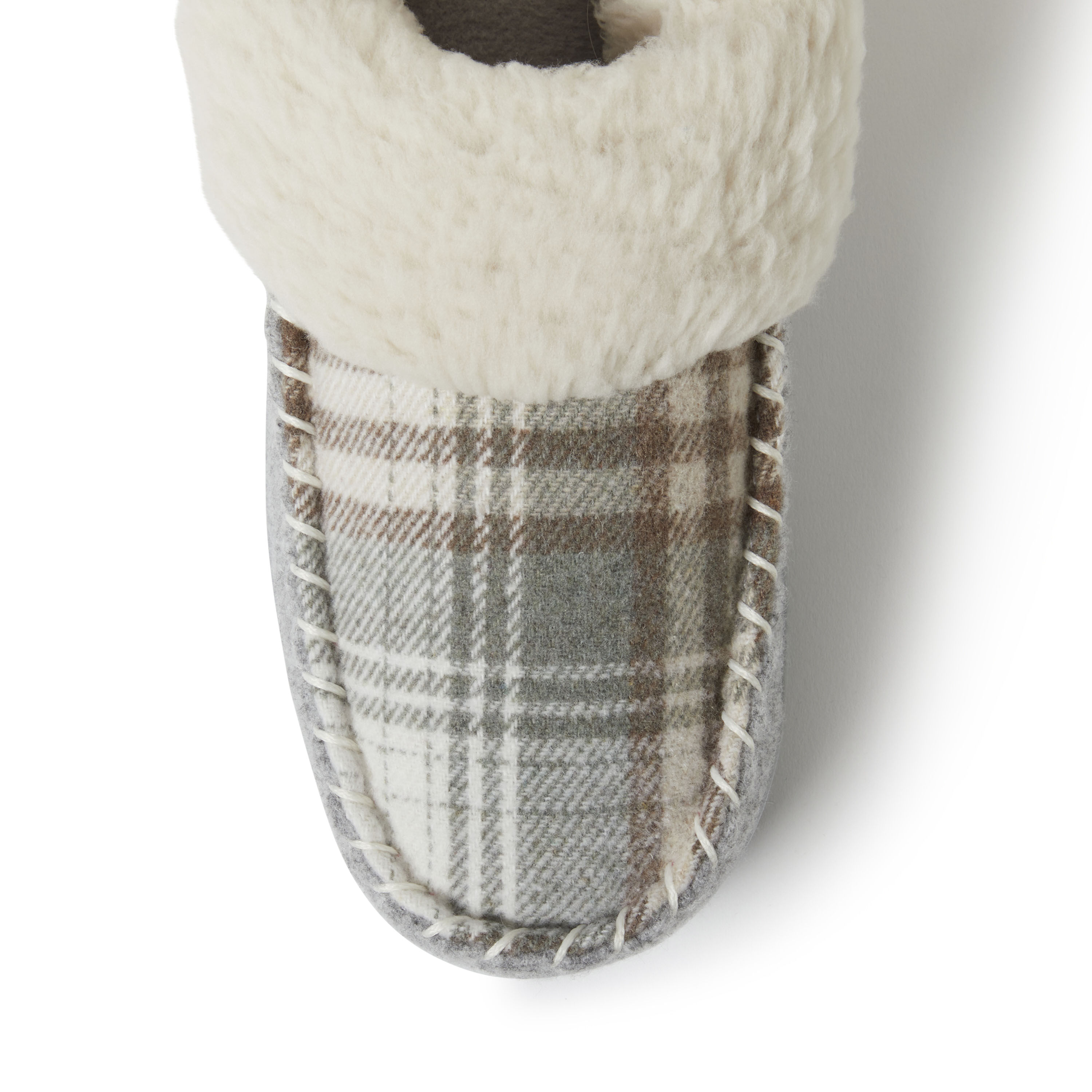 Women's elaine plaid and microsuede moc best sale toe clog slipper