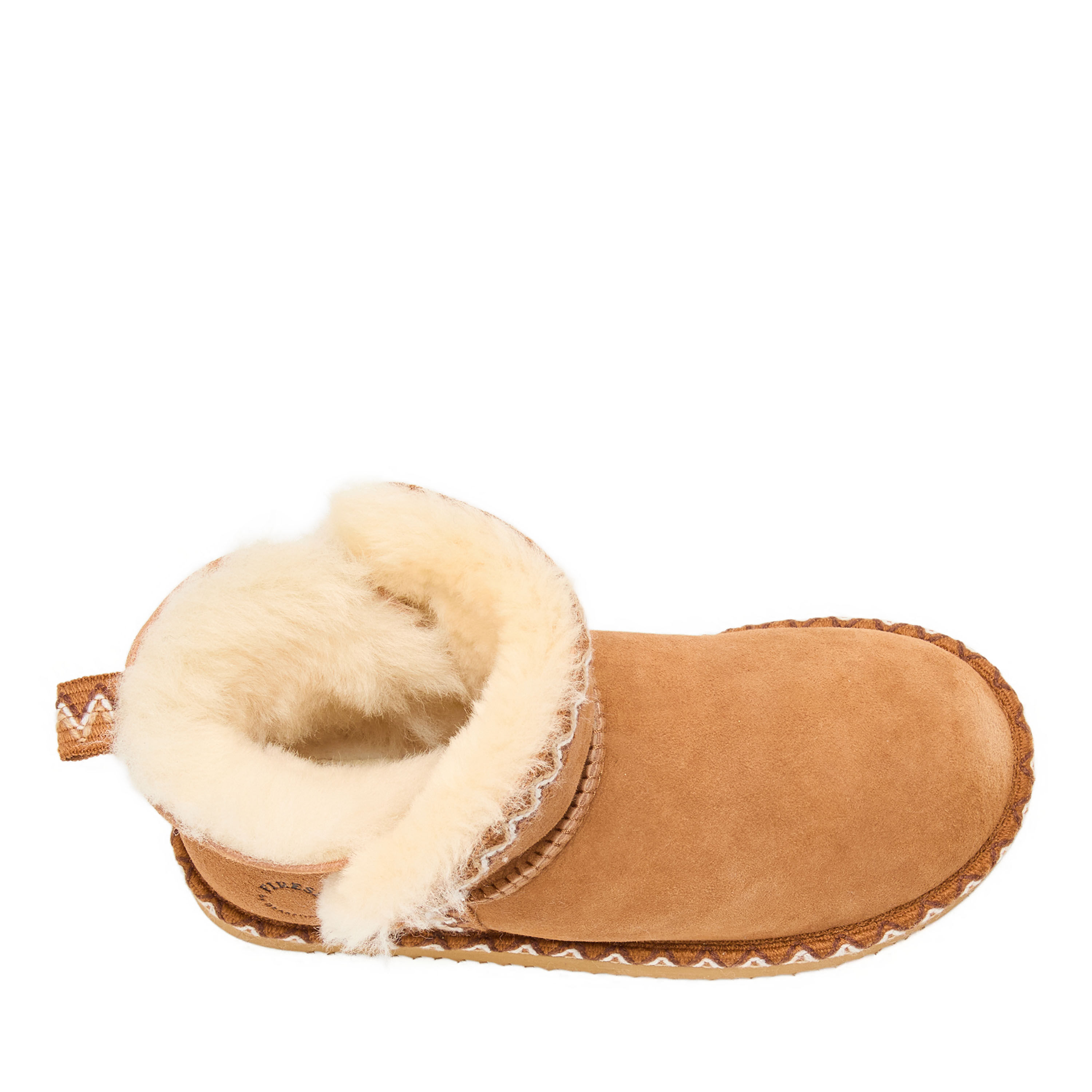 Women's Fireside by Dearfoams Perth Genuine Shearling Fold Down Bootie With Taping
