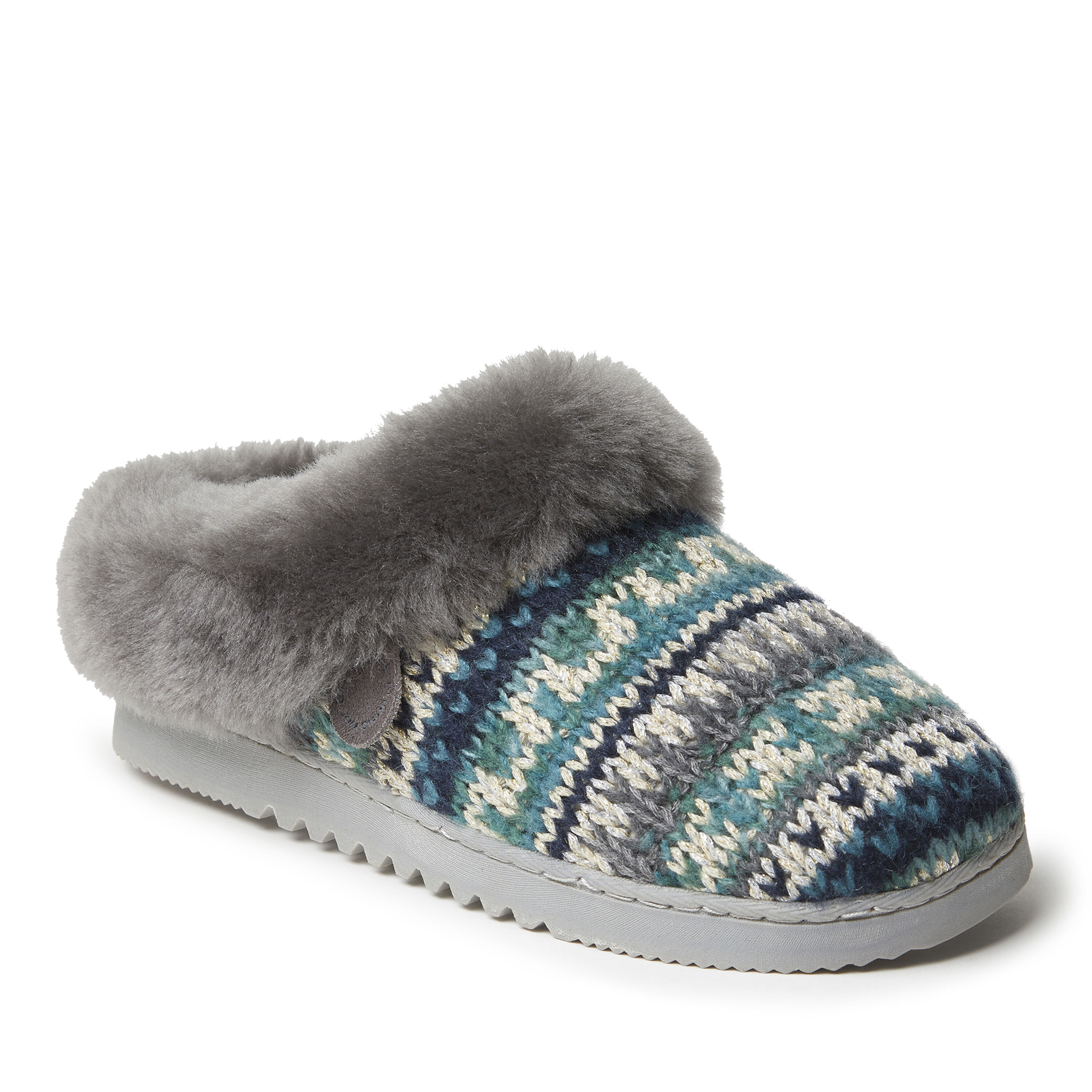 Women's Adelaide Sparkle Fairisle Knit & Genuine Shearling Clog Slipper