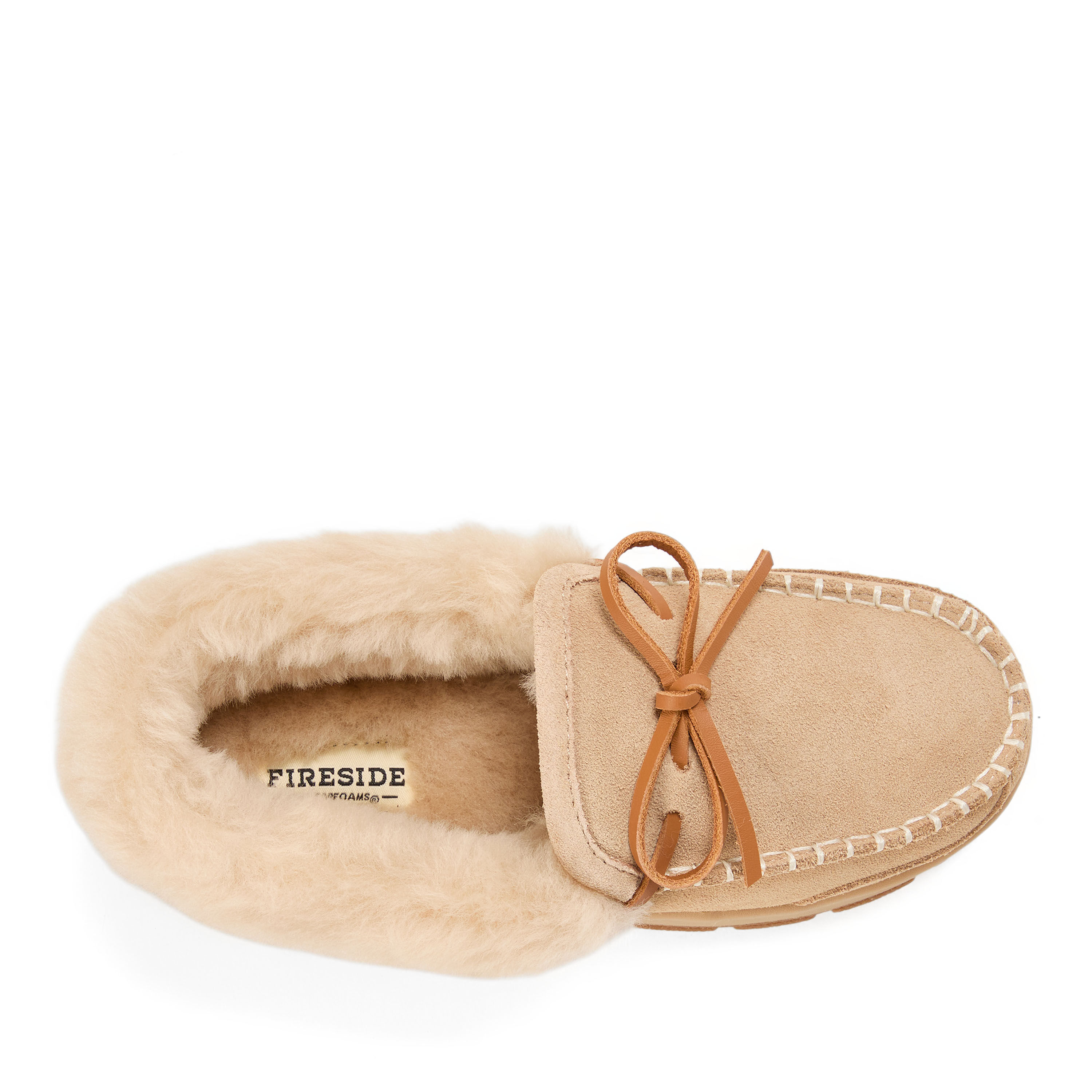 Women's Fireside Gladstone Moccasin Genuine Shearling with Stitching