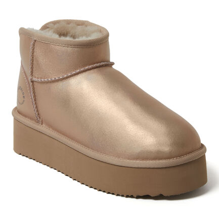 Women's Fireside by Dearfoams Kingston Genuine Shearling Platform Bootie