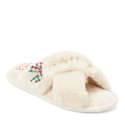 Women's Holiday Fur Slide