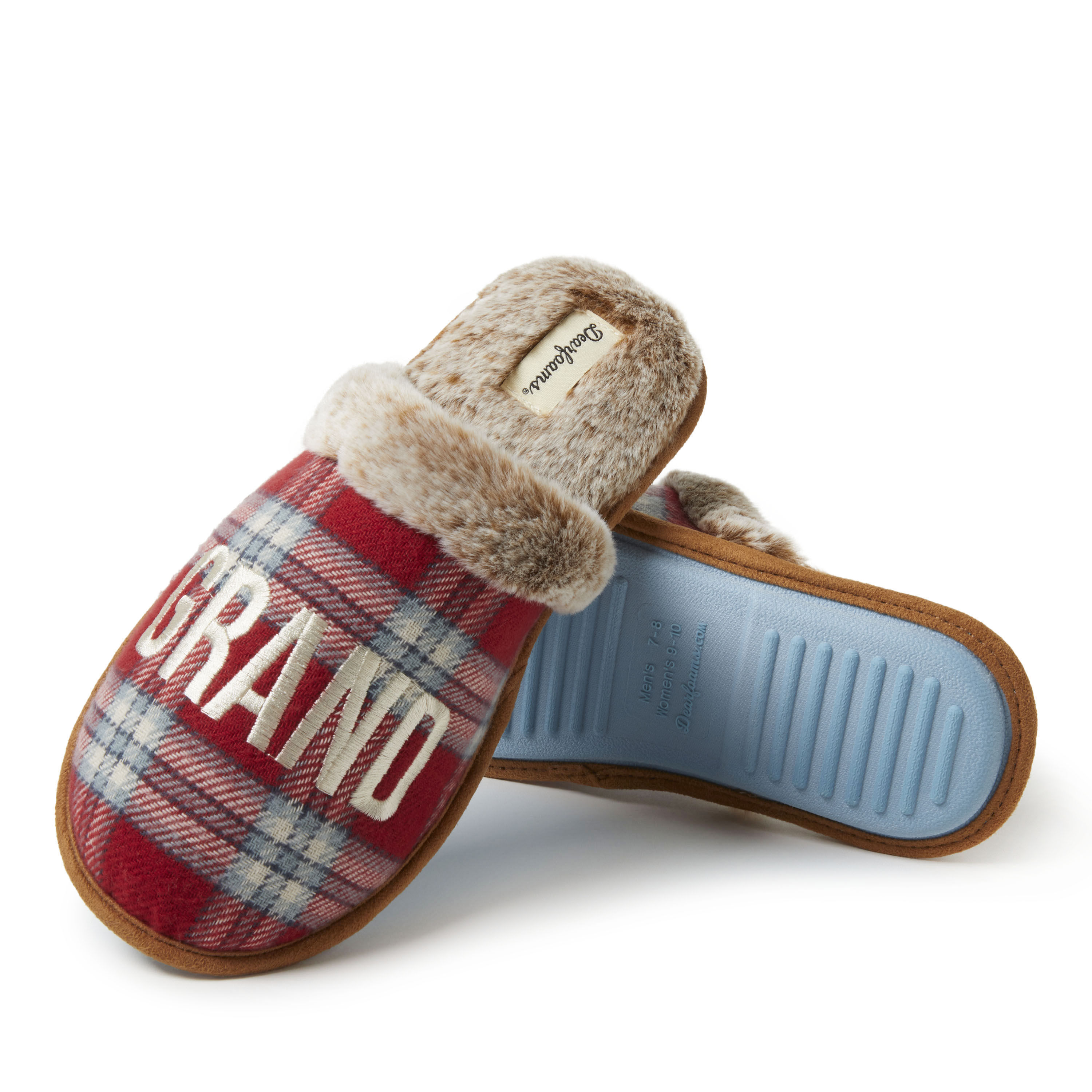 Grand Bear Red Plaid Scuff Slippers