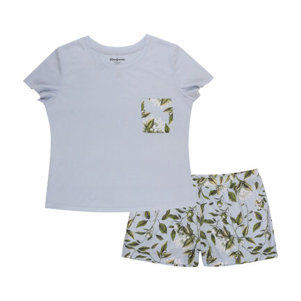 Women's Blue Floral Short Pj Set