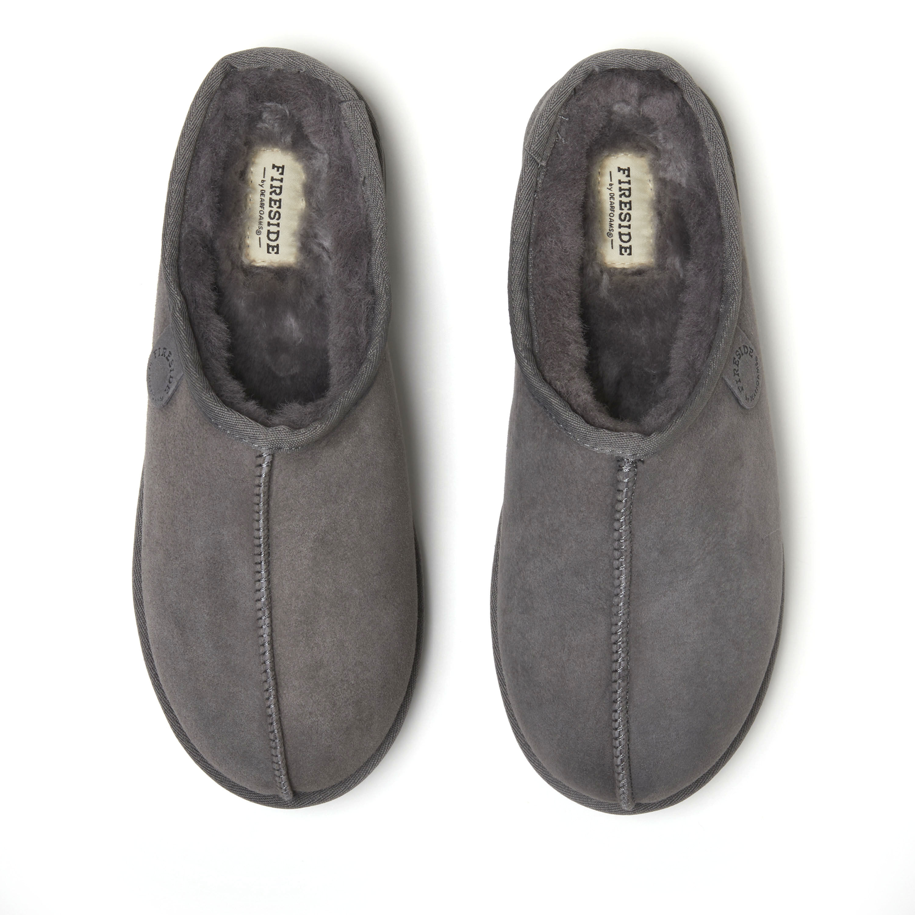 Men's Fireside by Dearfoams Grafton Genuine Shearling Clog Slipper with Woven Accent
