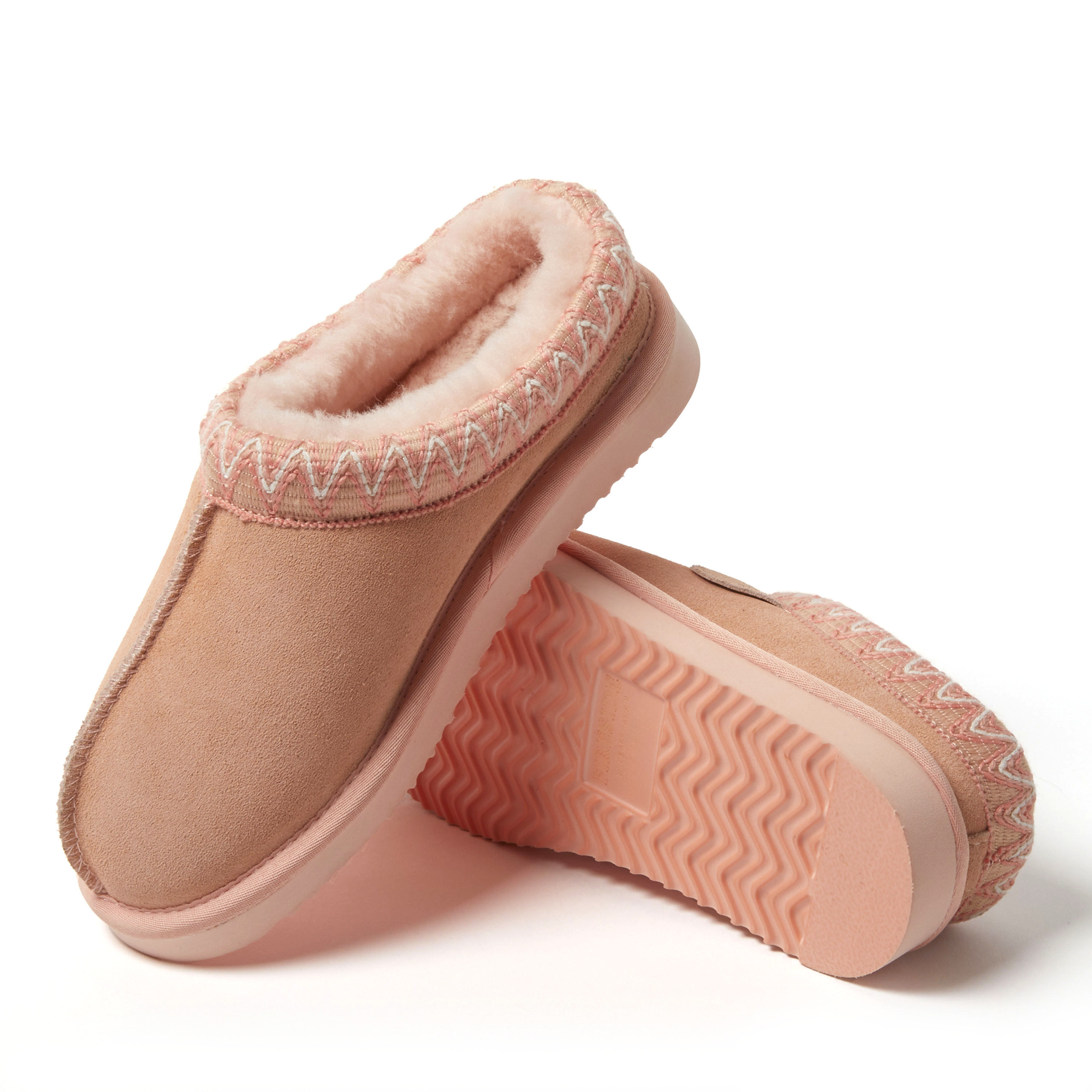 Women's Fireside by Dearfoams Greta Genuine Shearling Clog With Taping