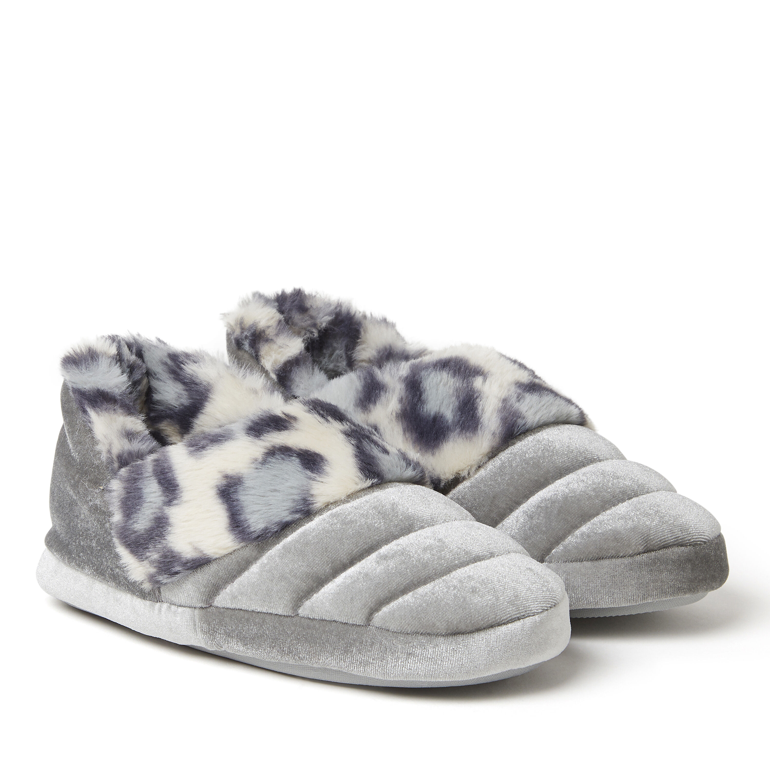 Kids Amelia Velour Bootie with Leopard Cuff Slipper