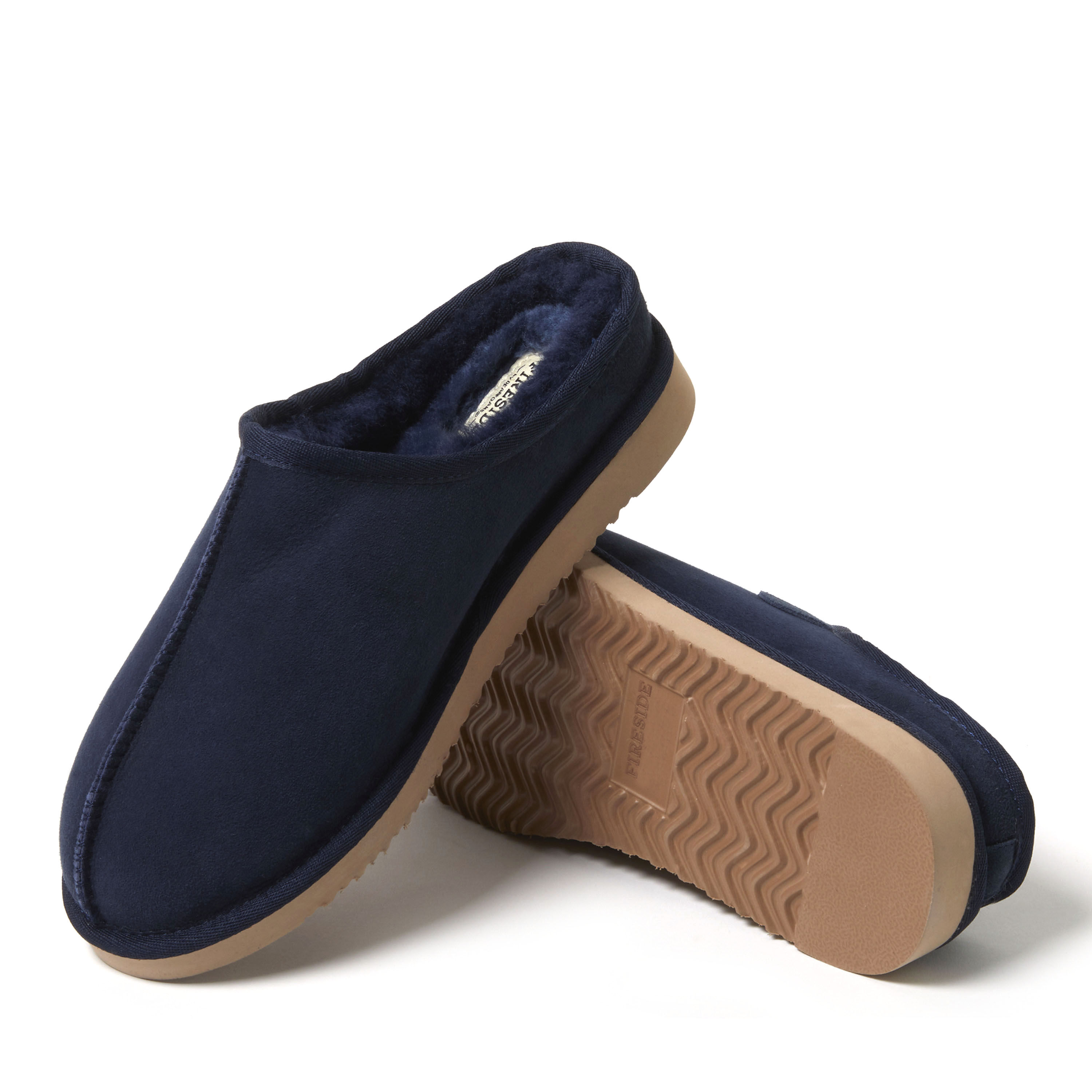 Men's Fireside by Dearfoams Grafton Genuine Shearling Clog Slipper with Woven Accent