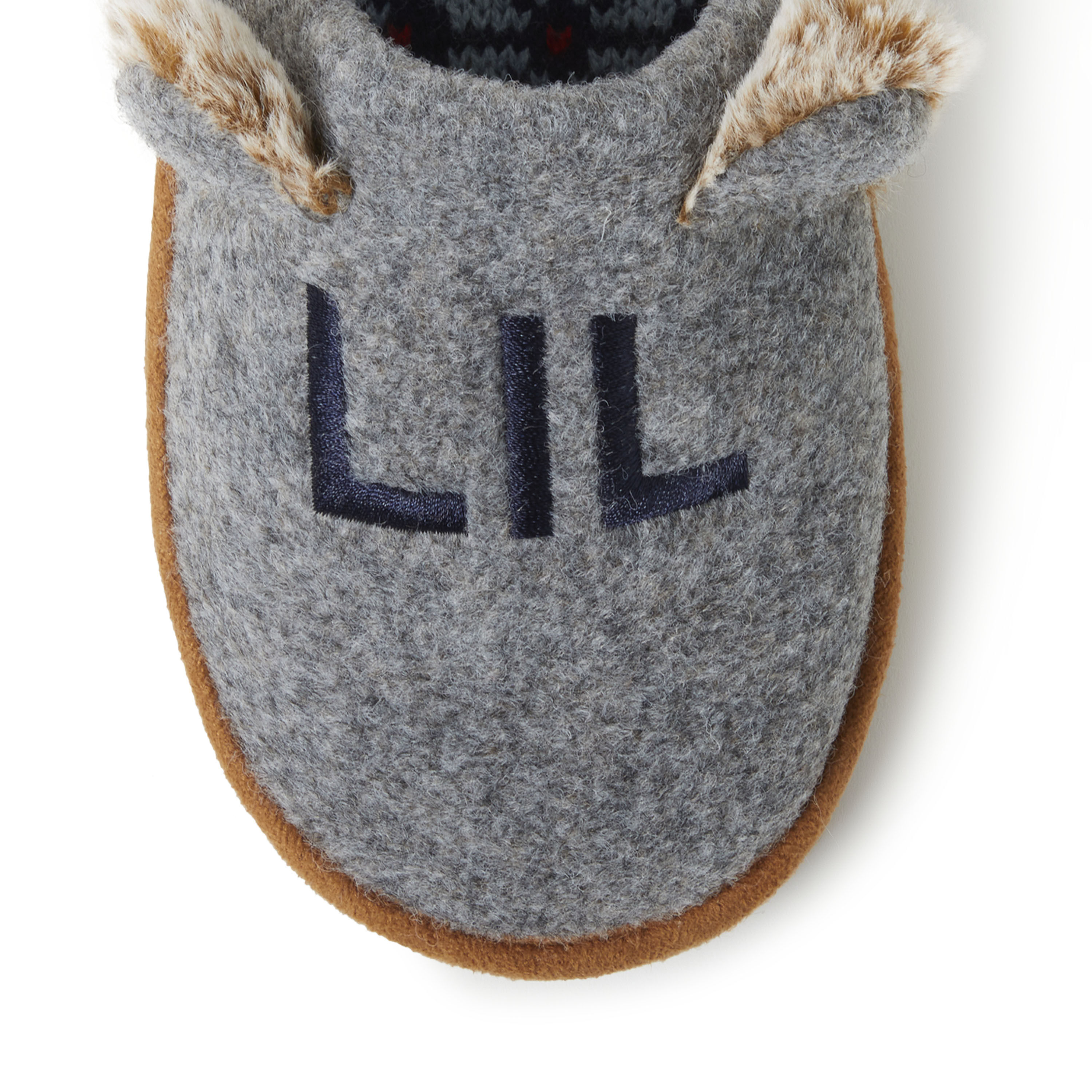 Kid's Grey Felted Lil Bear Scuff Slippers