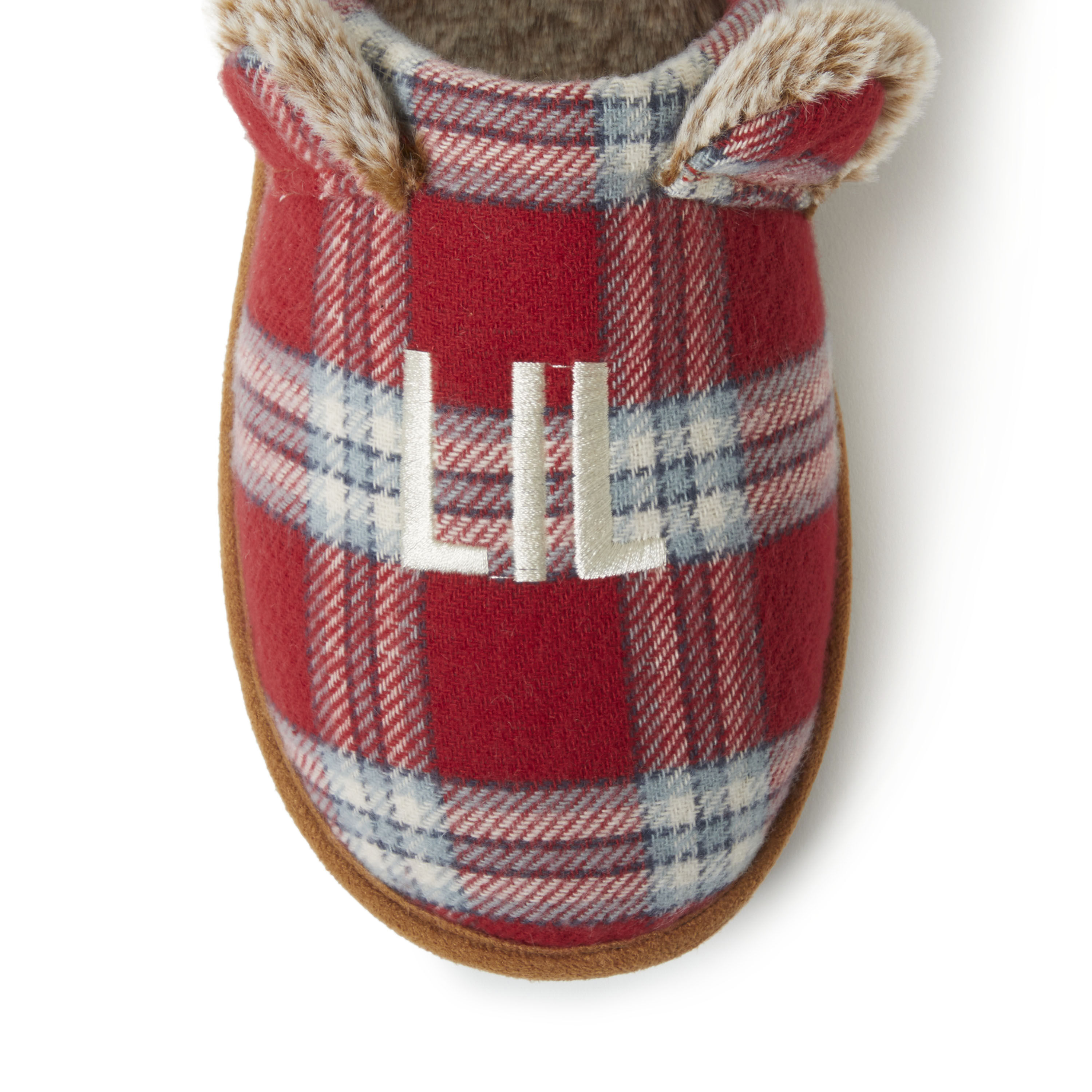 Adult Unisex Lil Bear Red Plaid Slippers