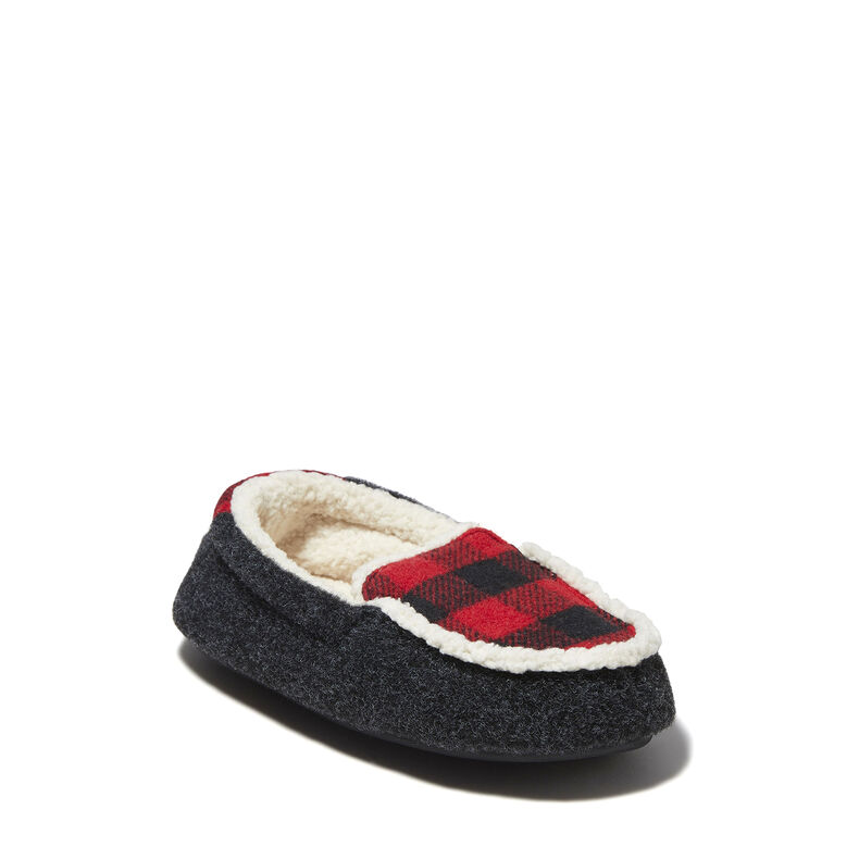 Kids Hunter Felted Microwool and Plaid Moccasin Slipper
