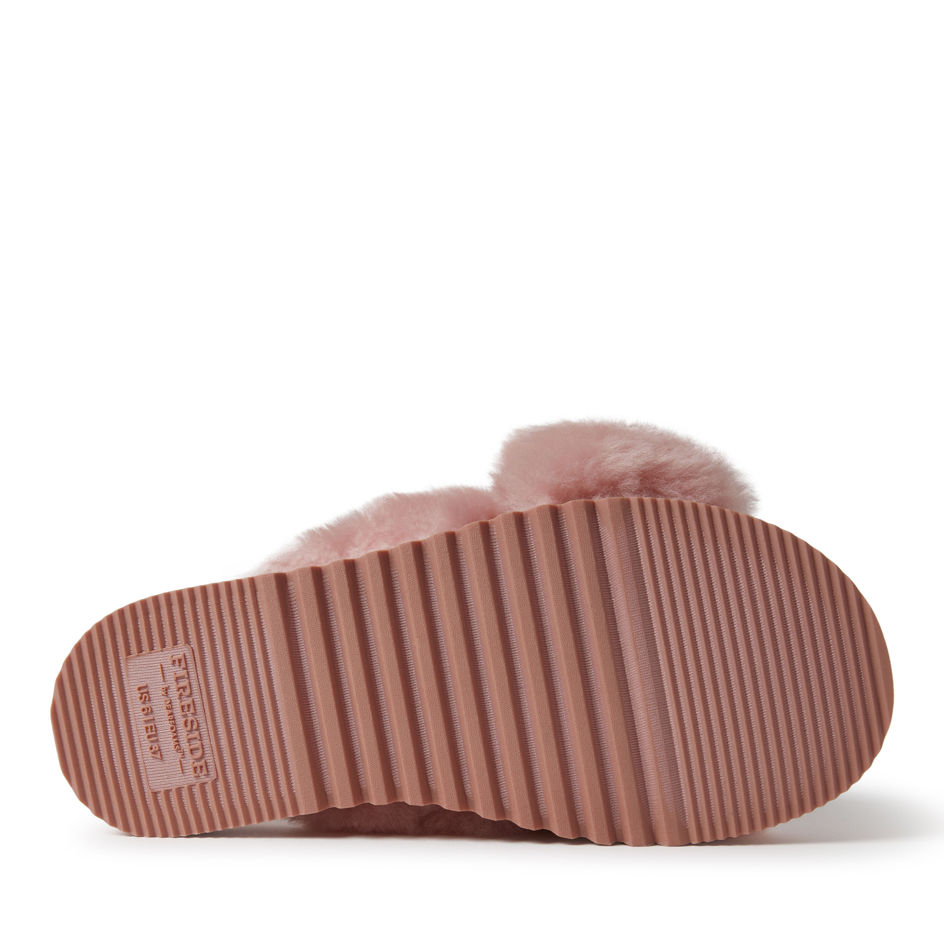 Women's Fireside By Dearfoams New Castle Genuine Shearling Cross Band Slide