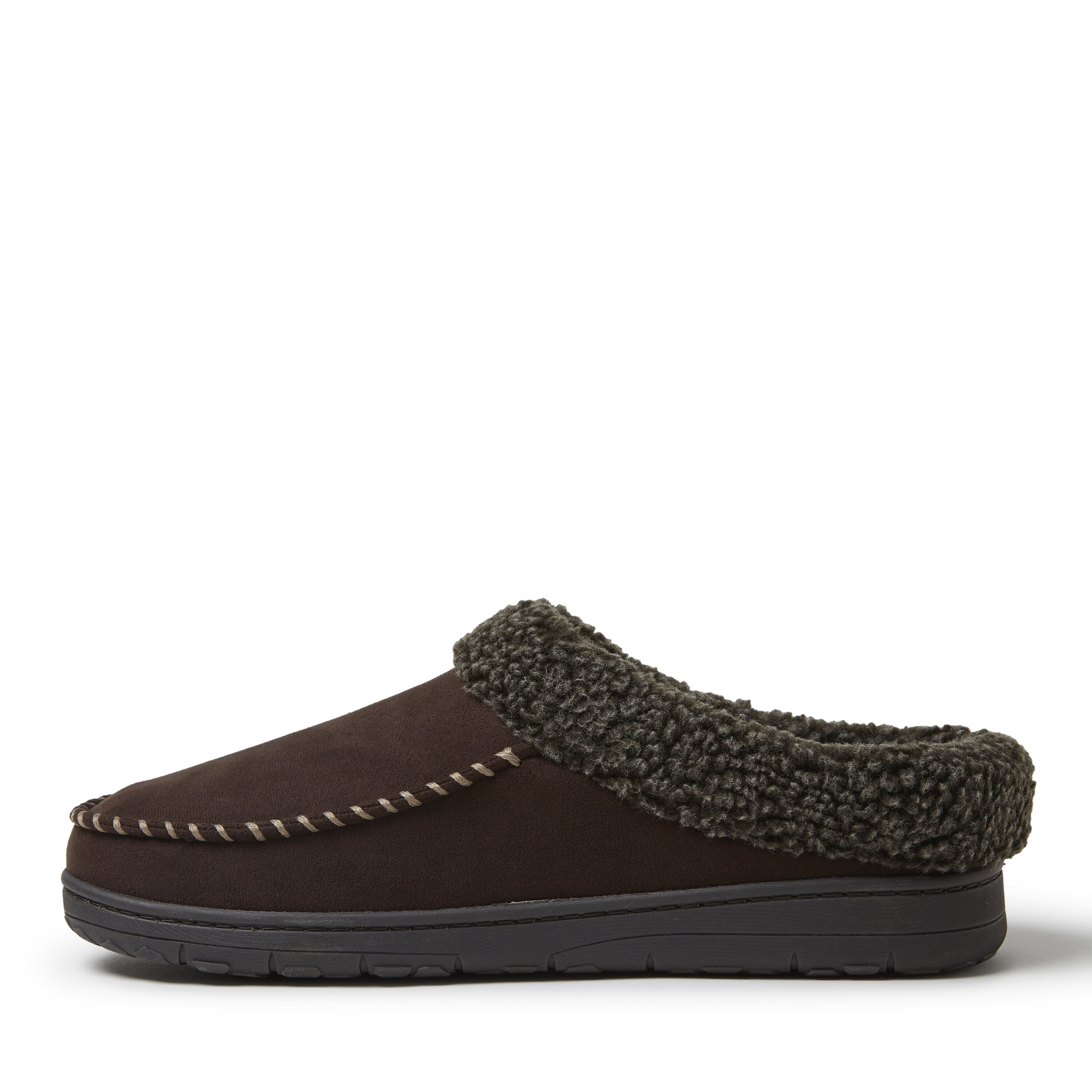 Men's dearfoams microfiber suede whipstitch moccasin slippers 2025
