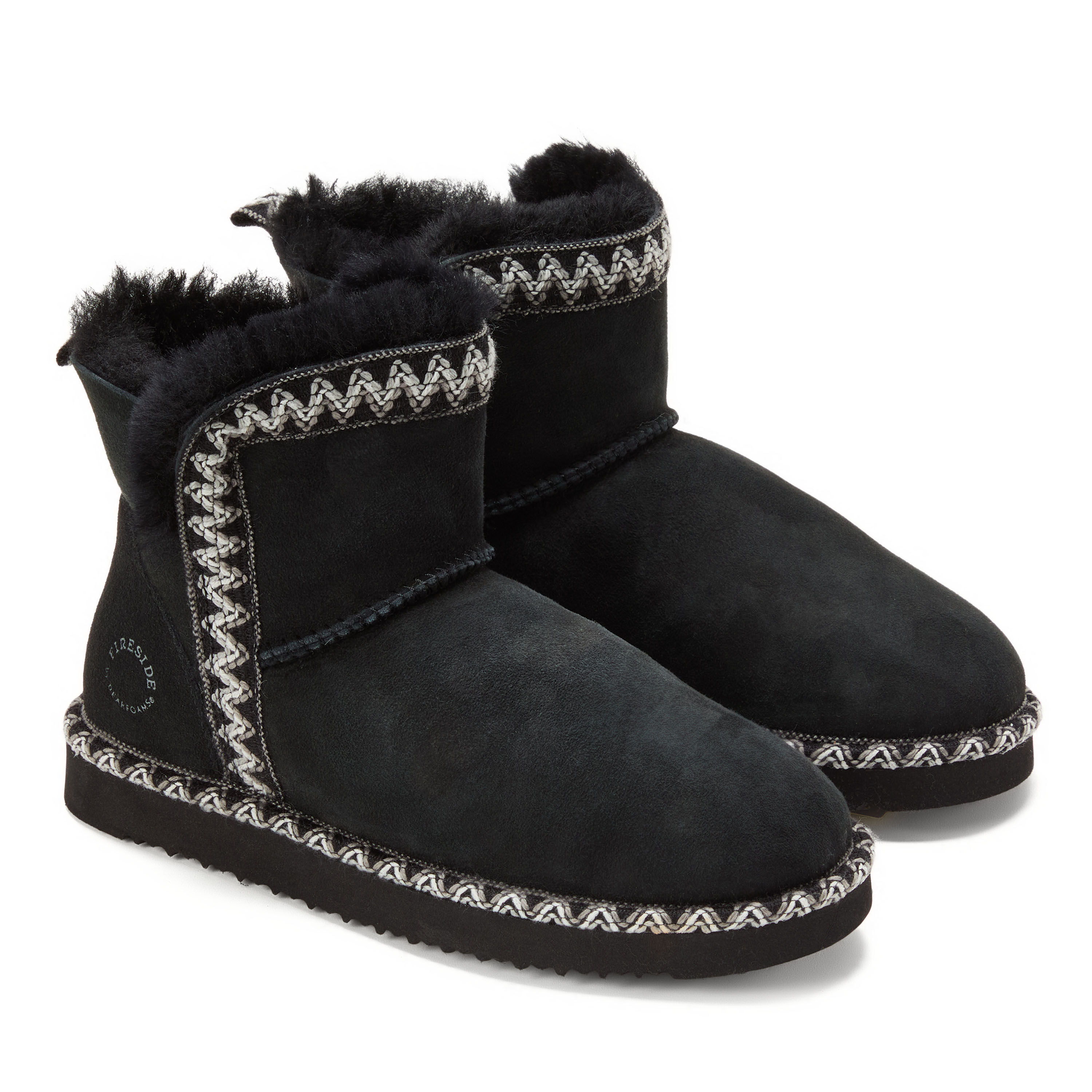 Women's Fireside by Dearfoams Perth Genuine Shearling Fold Down Bootie With Taping