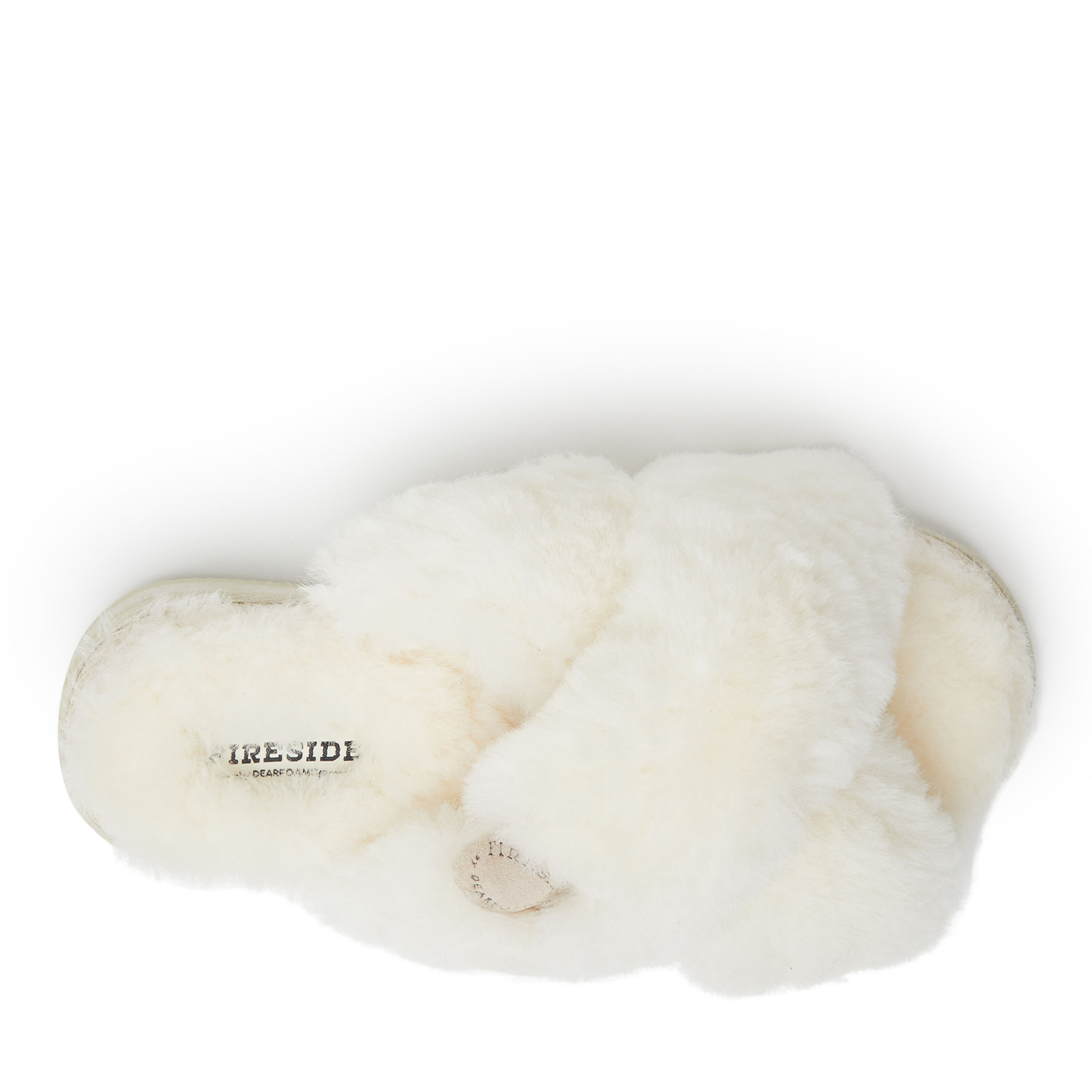 Women's Fireside By Dearfoams New Castle Genuine Shearling Cross Band Slide