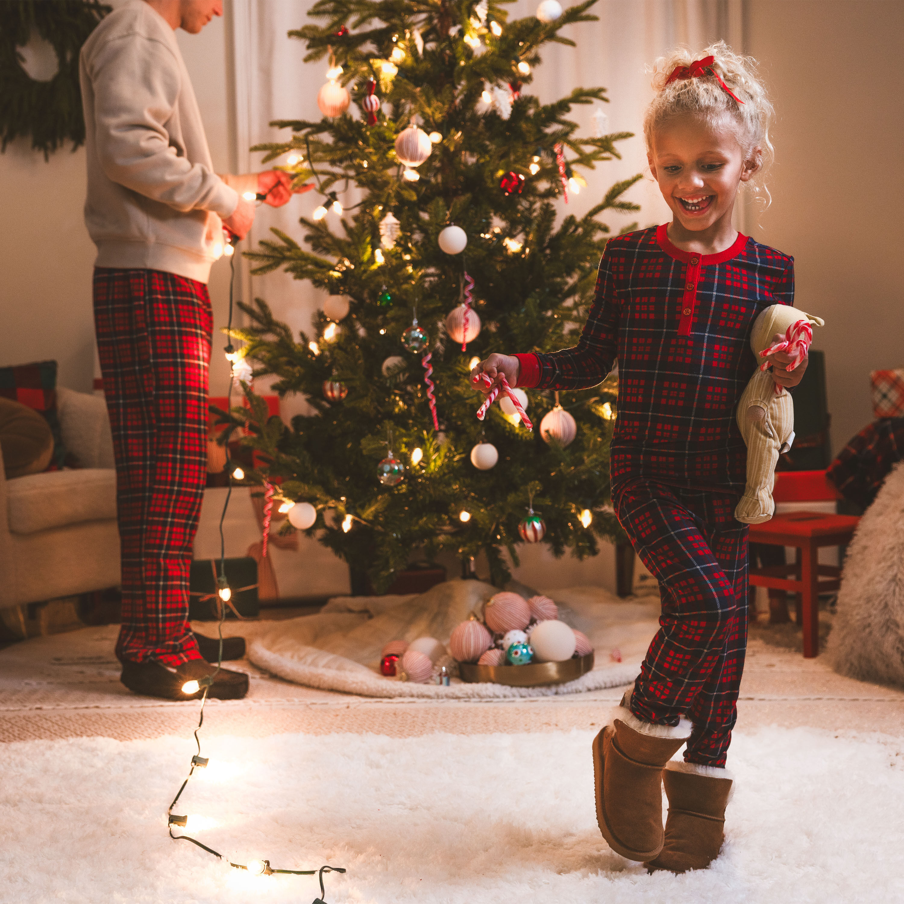 Youth Two-Piece Matching Plaid Pajama Set
